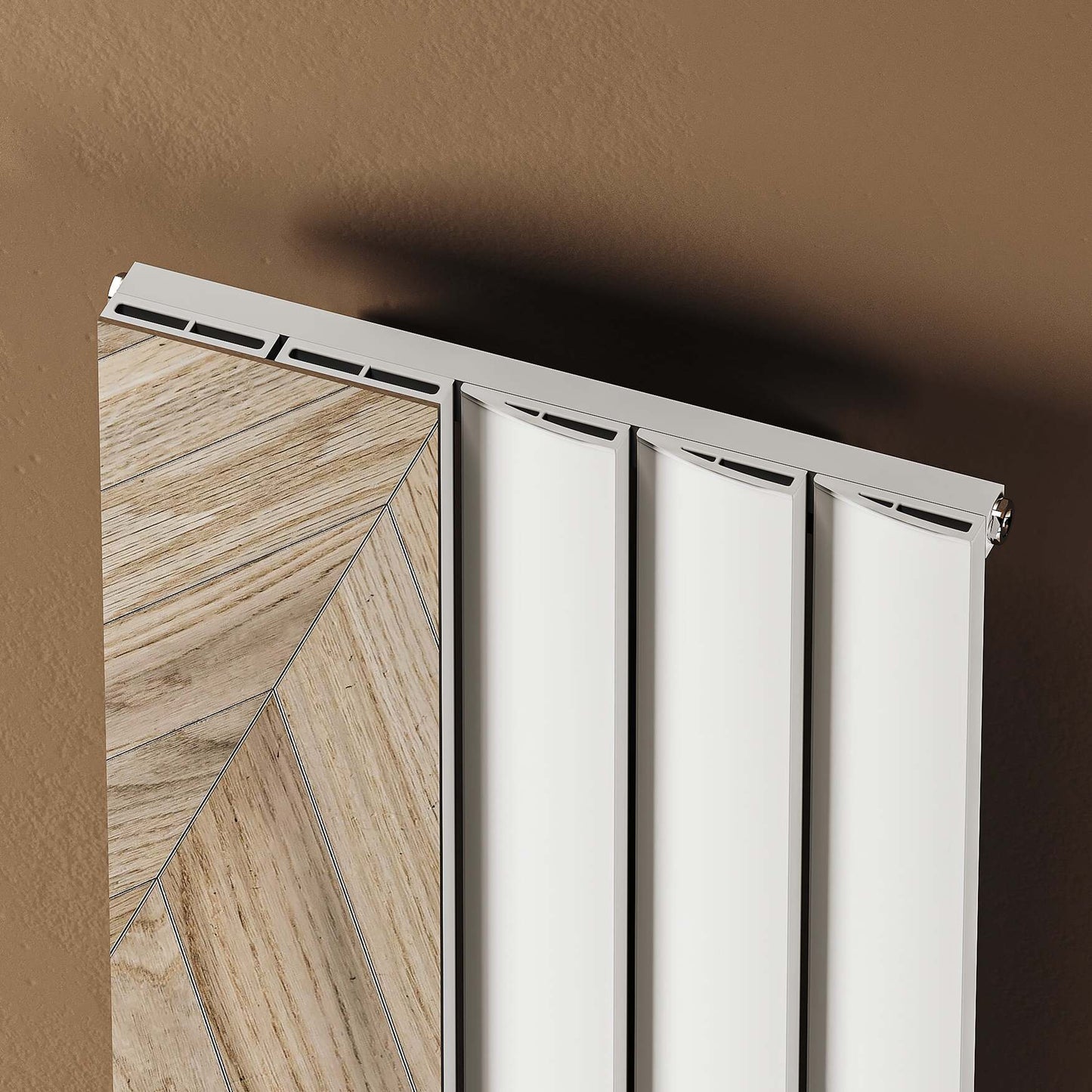 Carisa Stufenspiegel, vertikaler Aluminium-Heizkörper, modernes Design, Weiß