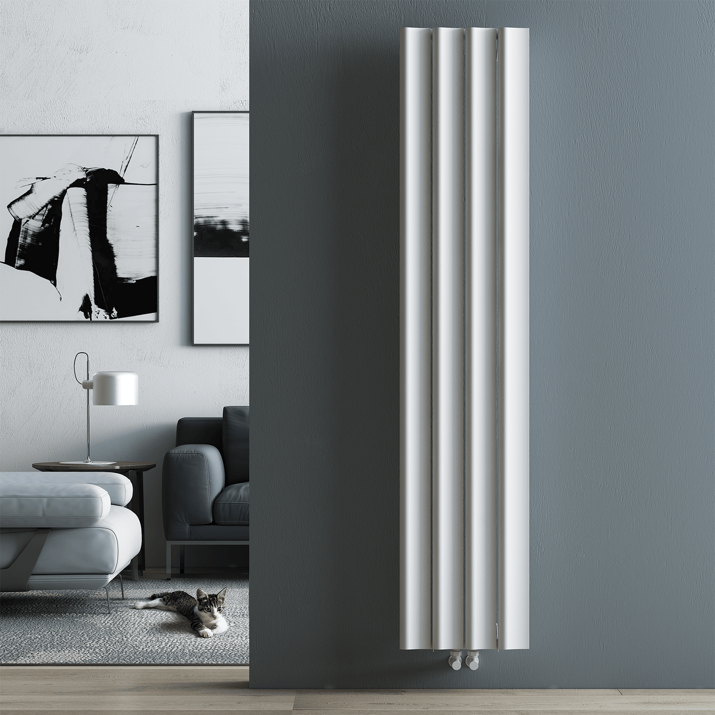 Carisa Burano S Vertikaler Aluminium-Heizkörper, modernes Design, Weiß