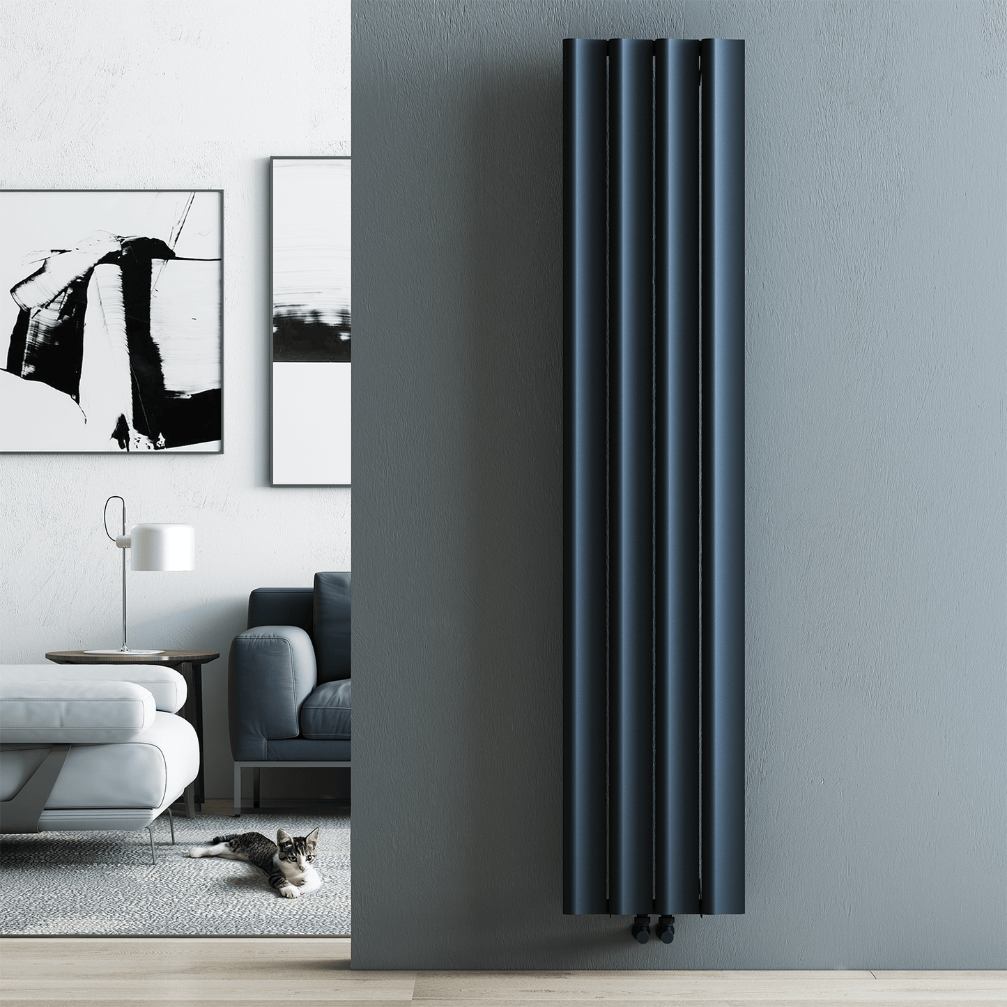 Carisa Burano S Vertikaler Aluminium-Heizkörper, modernes Design, Anthrazit