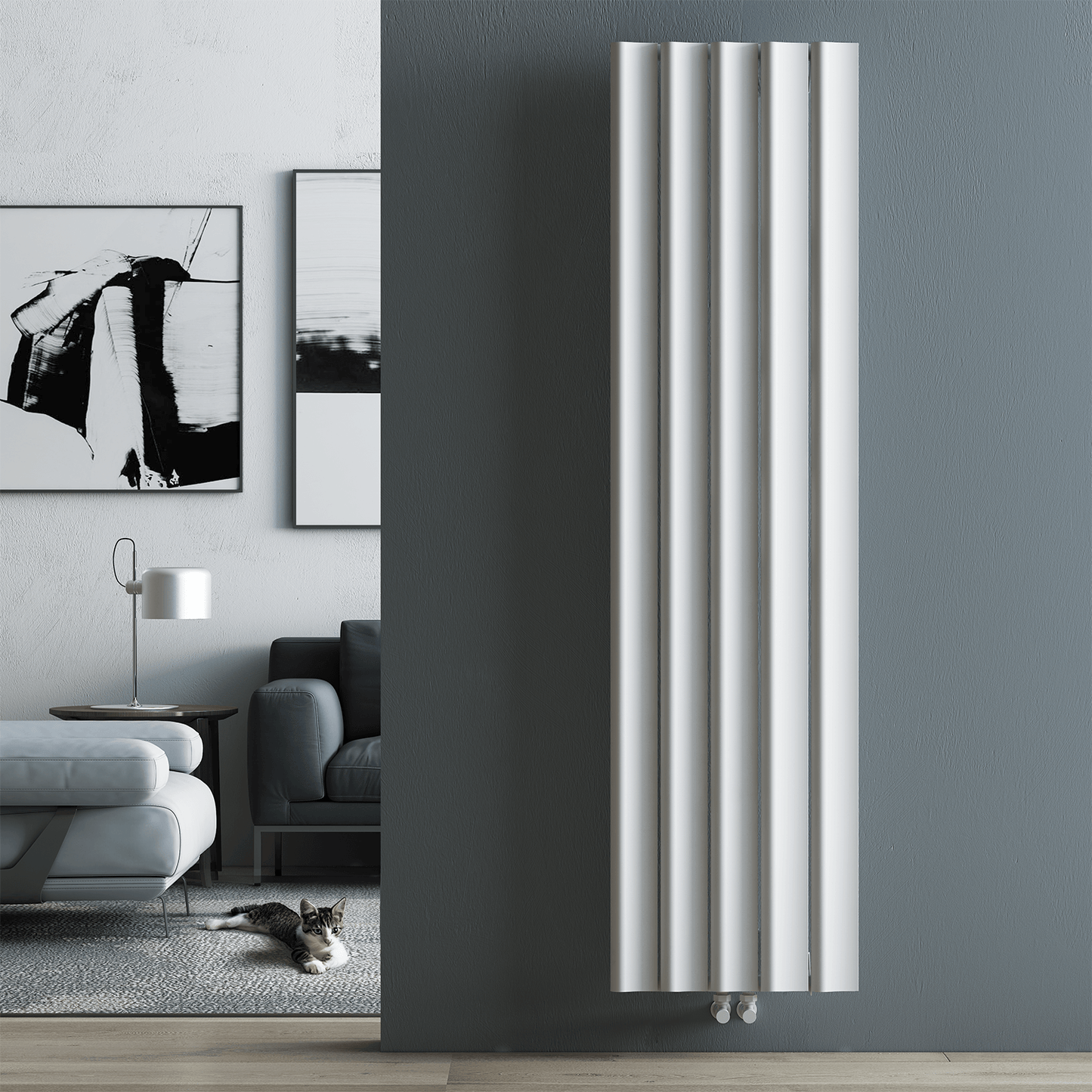 Carisa Burano S Vertikaler Aluminium-Heizkörper, modernes Design, Weiß