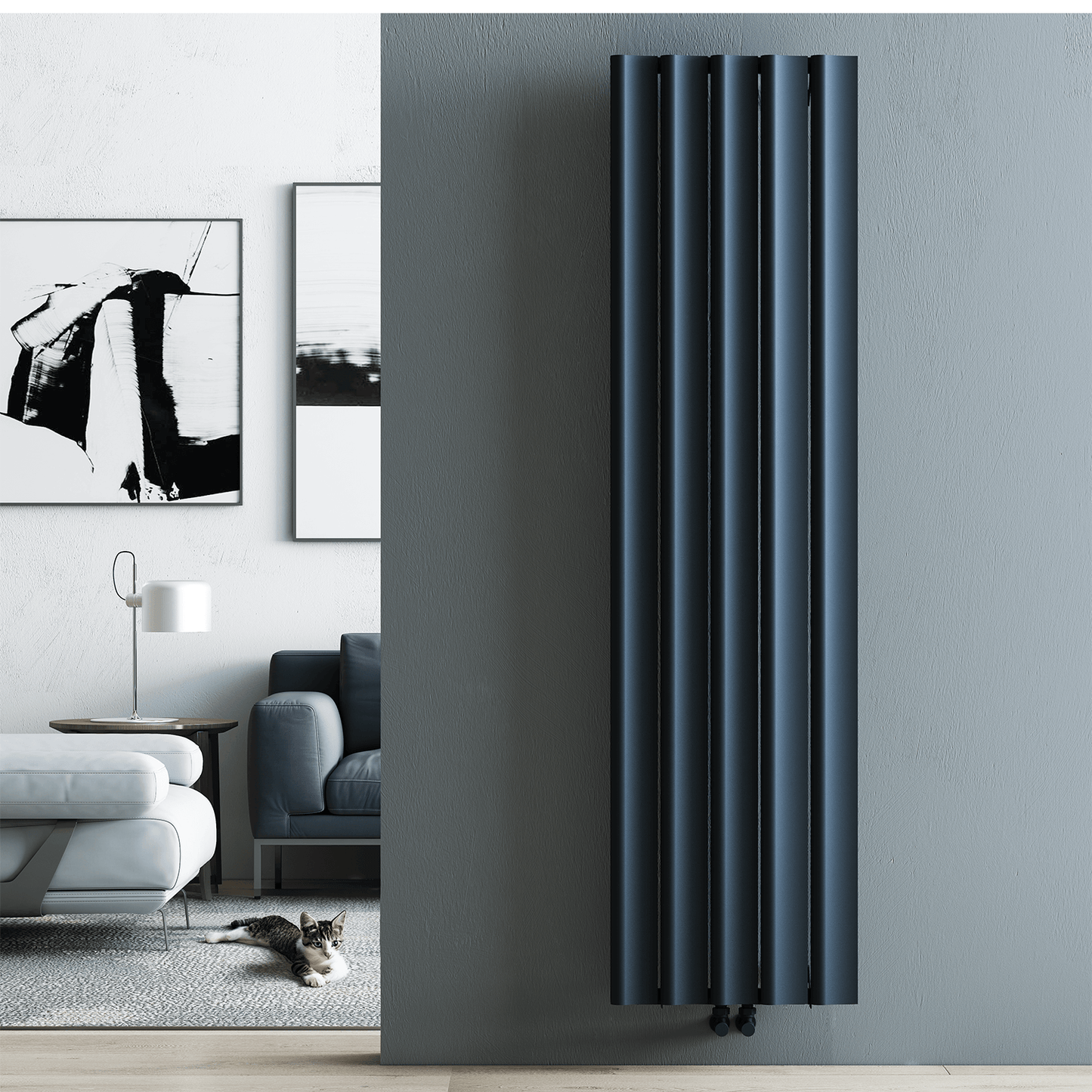 Carisa Burano S Vertikaler Aluminium-Heizkörper, modernes Design, Anthrazit