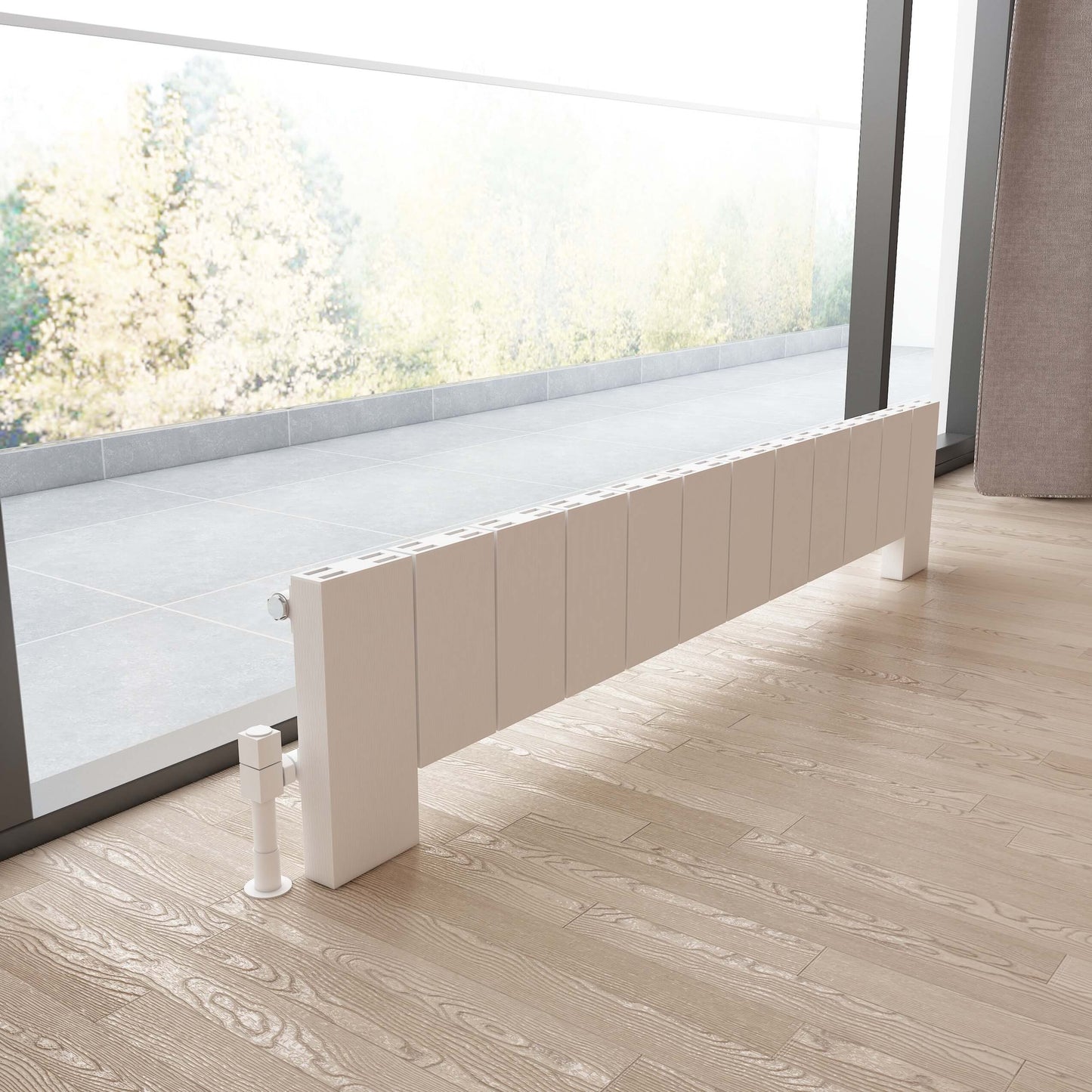 Carisa Elvino Bodenheizkörper aus Aluminium, horizontal, modernes Design, Weiß