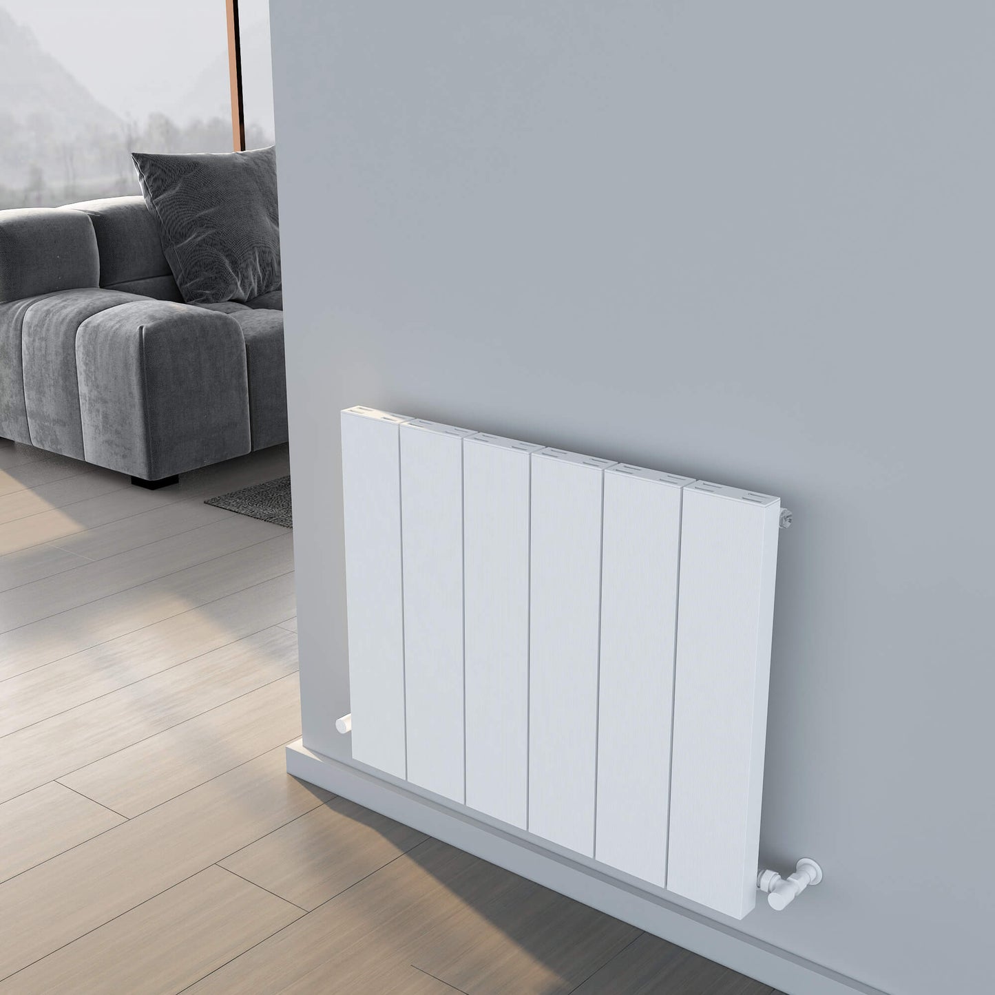 Carisa Elvino Horizontaler Aluminium-Heizkörper, modernes Design, glänzendes Weiß