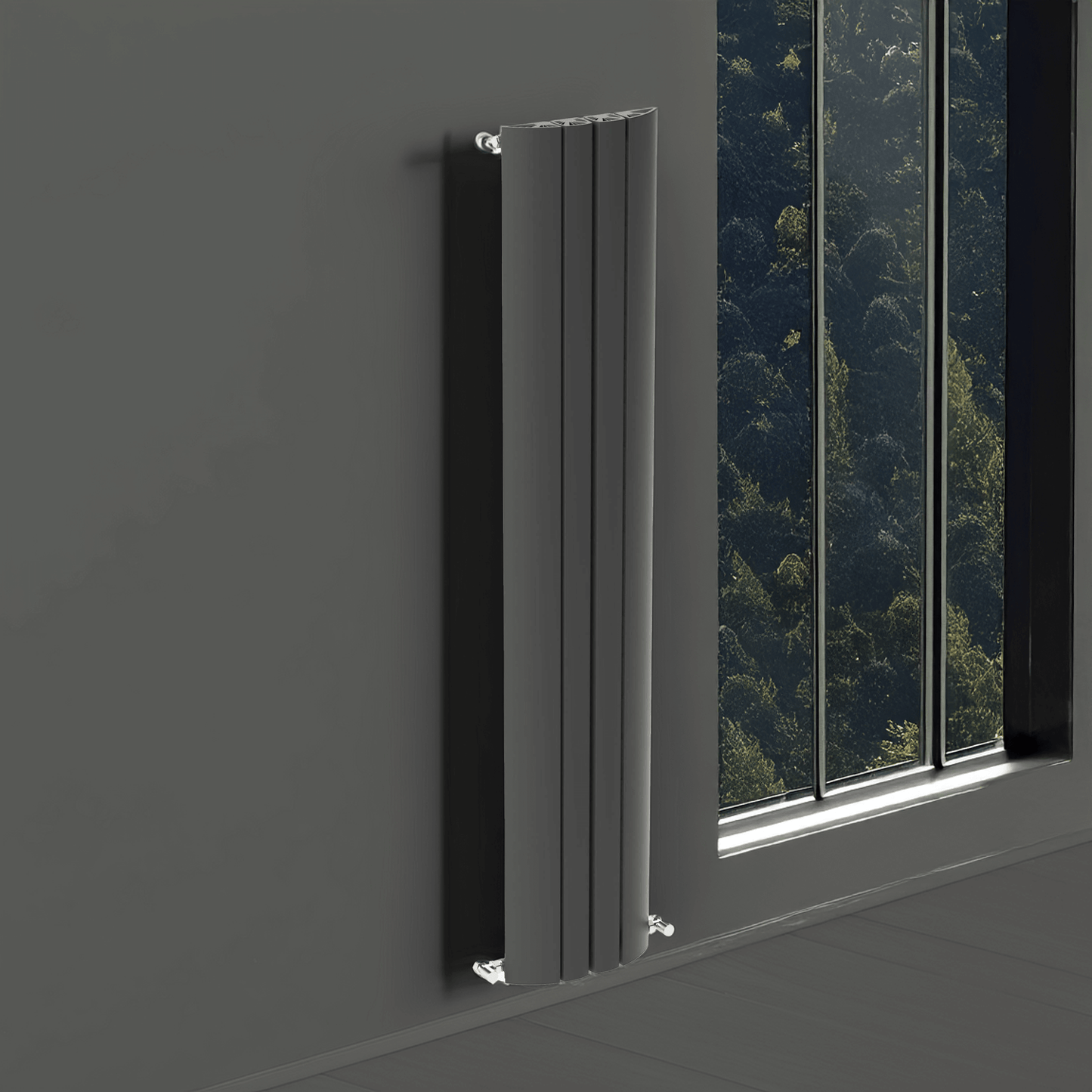 Carisa Gaia Vertikaler Aluminium-Heizkörper, modernes Design, Anthrazit