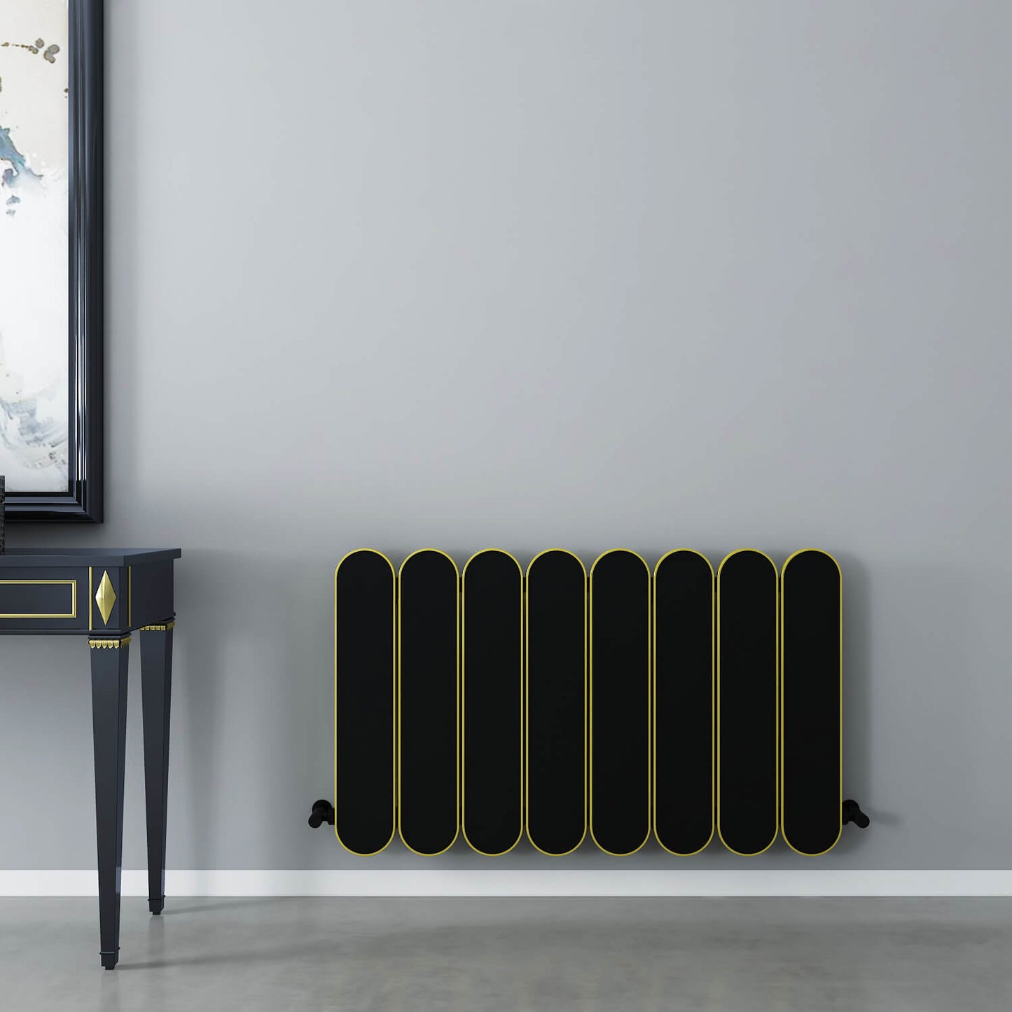 Carisa Magico Horizontaler Aluminium-Heizkörper, modernes Design, Schwarz