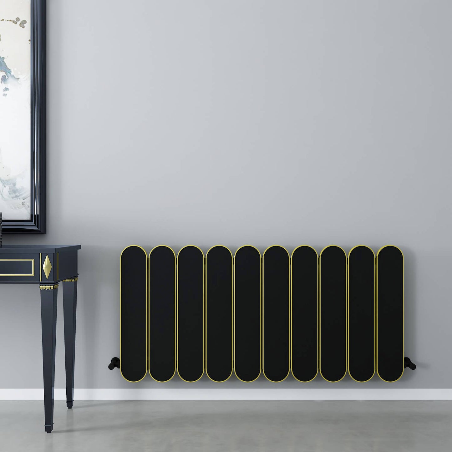 Carisa Magico Horizontaler Aluminium-Heizkörper, modernes Design, Schwarz