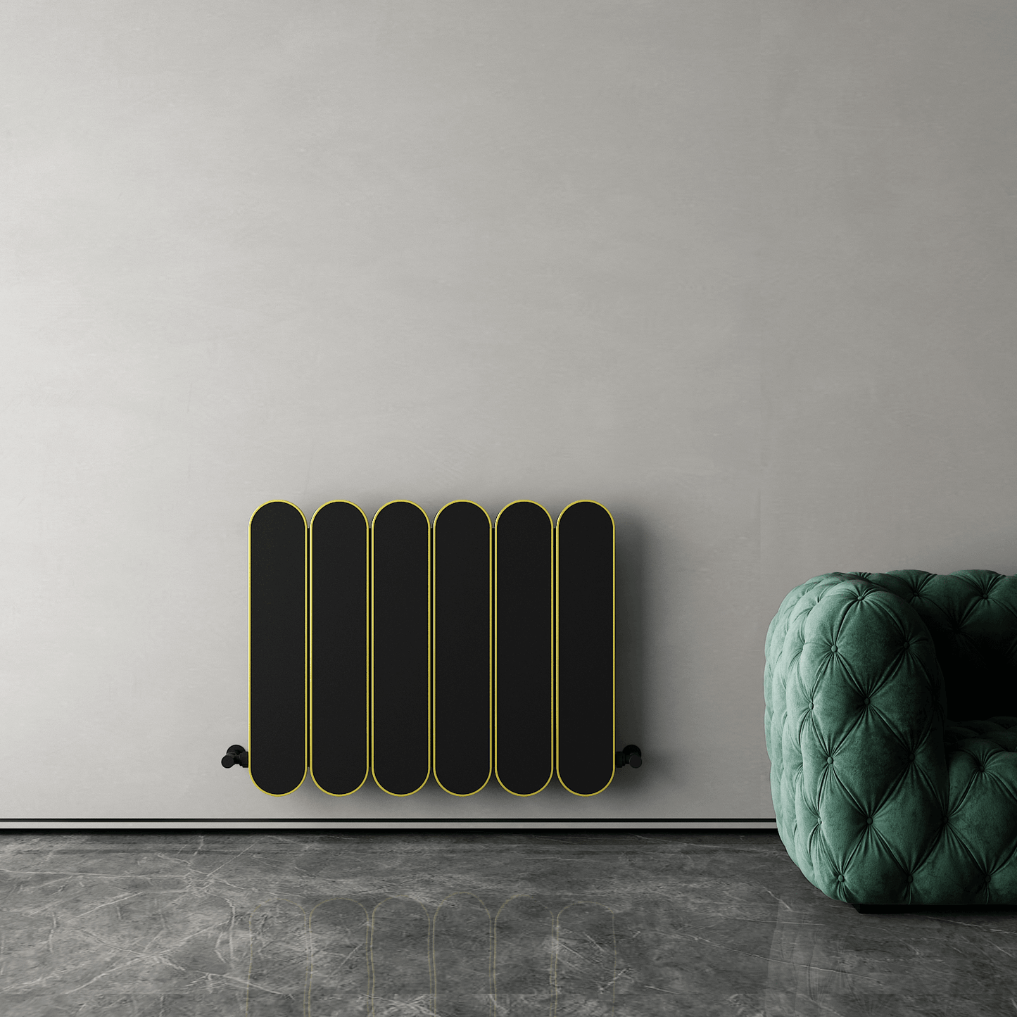 Carisa Magico Horizontaler Aluminium-Heizkörper, modernes Design, Schwarz