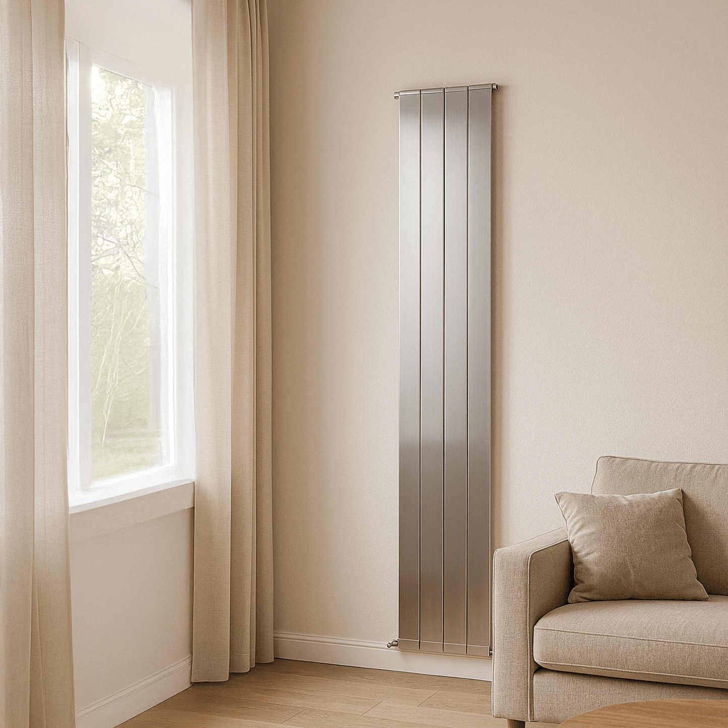 Carisa Nemo Vertikaler Aluminiumheizkörper, modernes Design, poliert, eloxiert