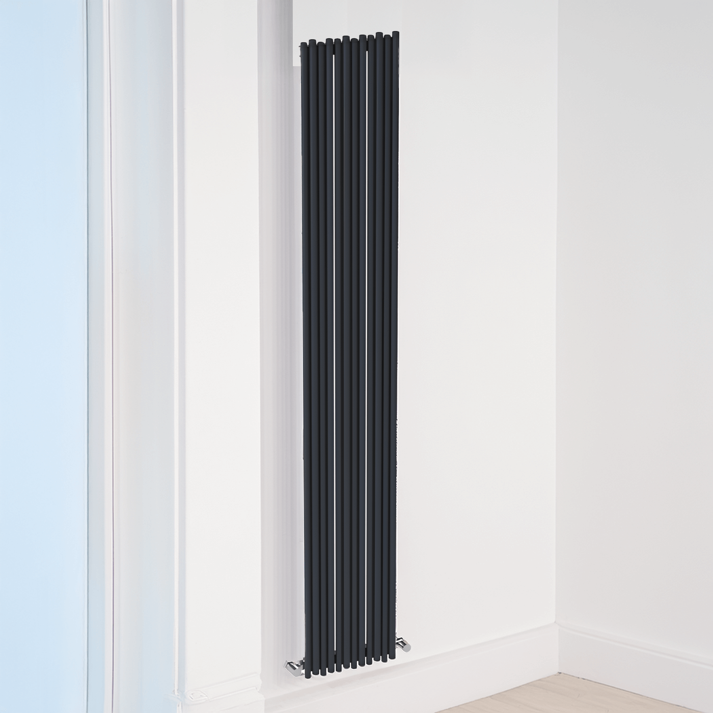Carisa Pipette Vertikaler Aluminium-Heizkörper, modernes Design, Anthrazit