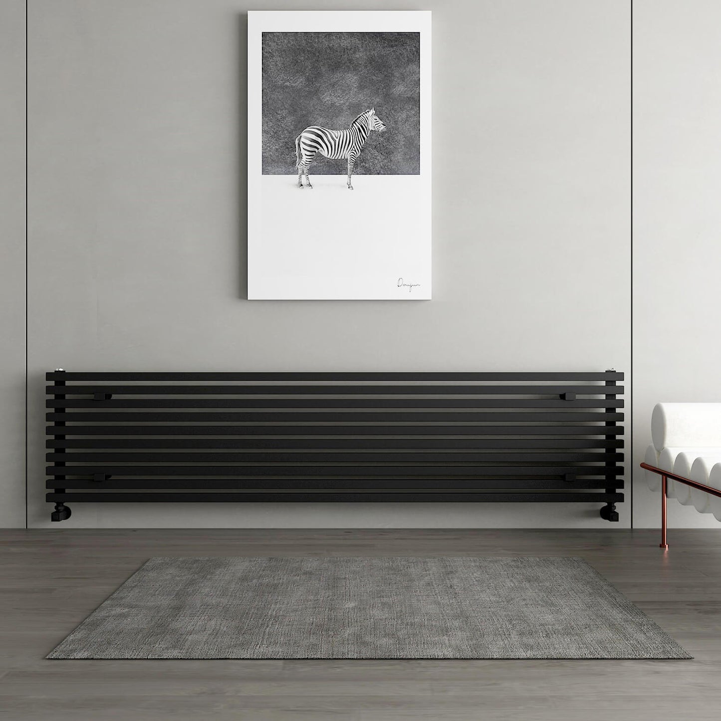 Carisa Sophia Xl Horizontaler Aluminium-Heizkörper, modernes Design, Schwarz