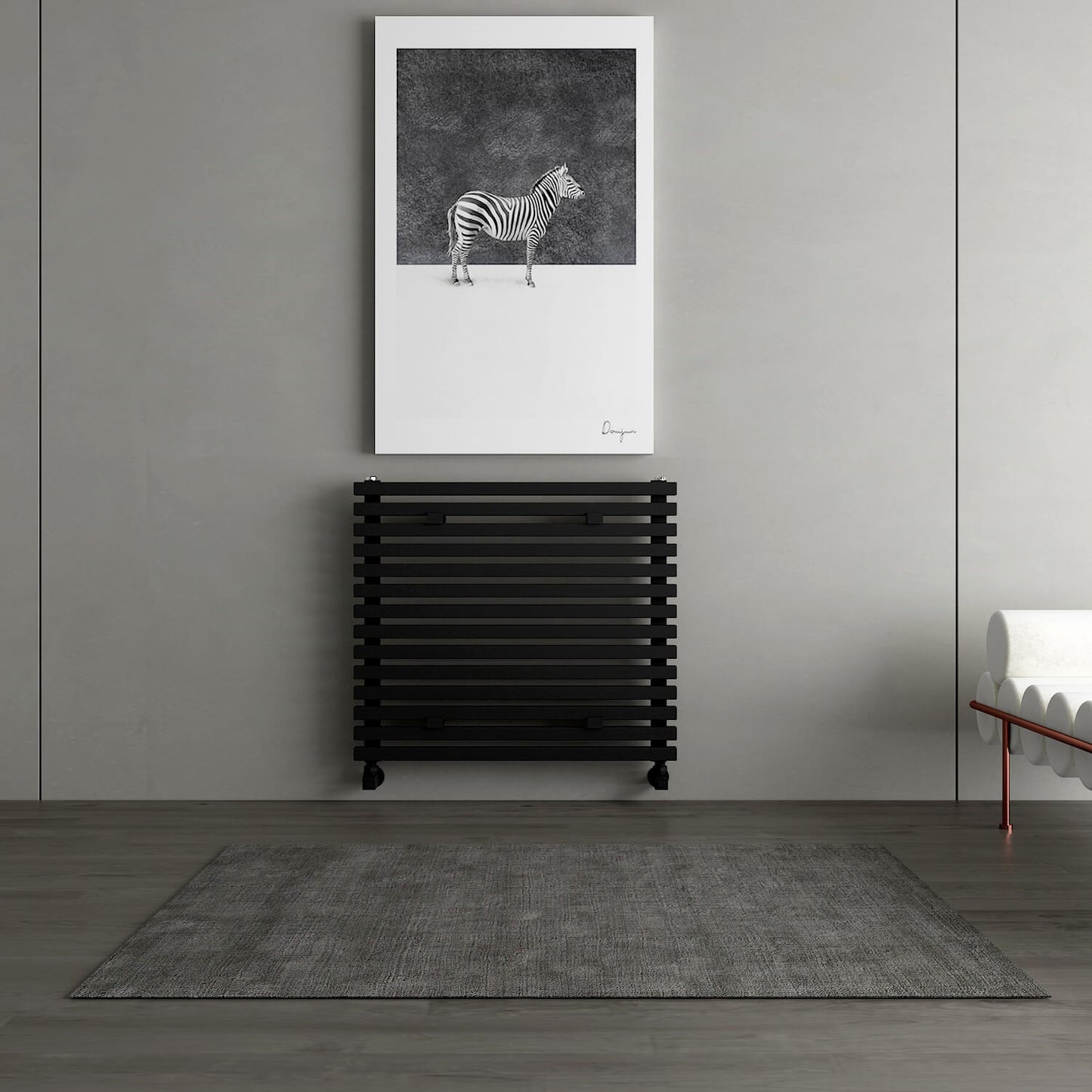 Carisa Sophia Xl Horizontaler Aluminium-Heizkörper, modernes Design, Schwarz