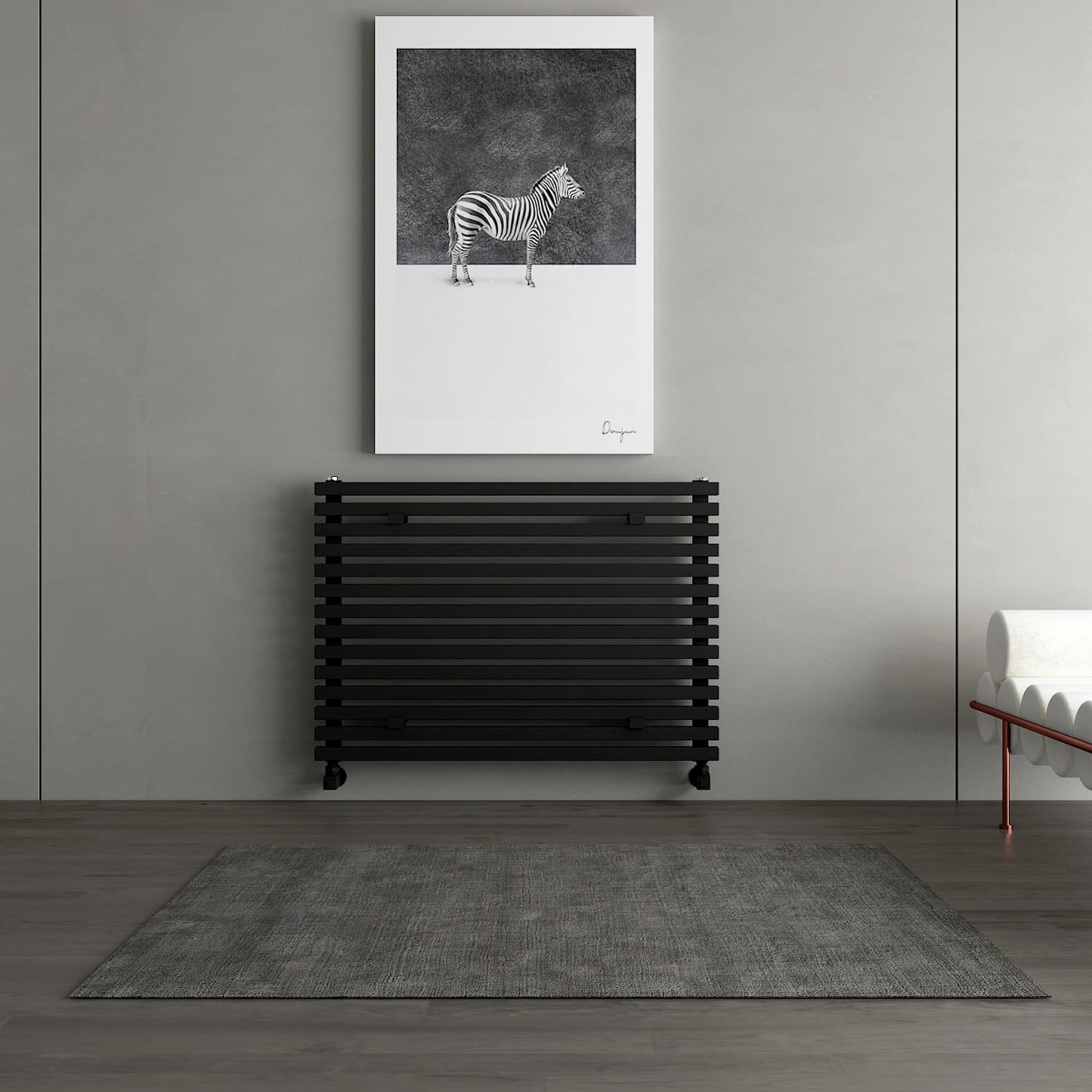 Carisa Sophia Xl Horizontaler Aluminium-Heizkörper, modernes Design, Schwarz