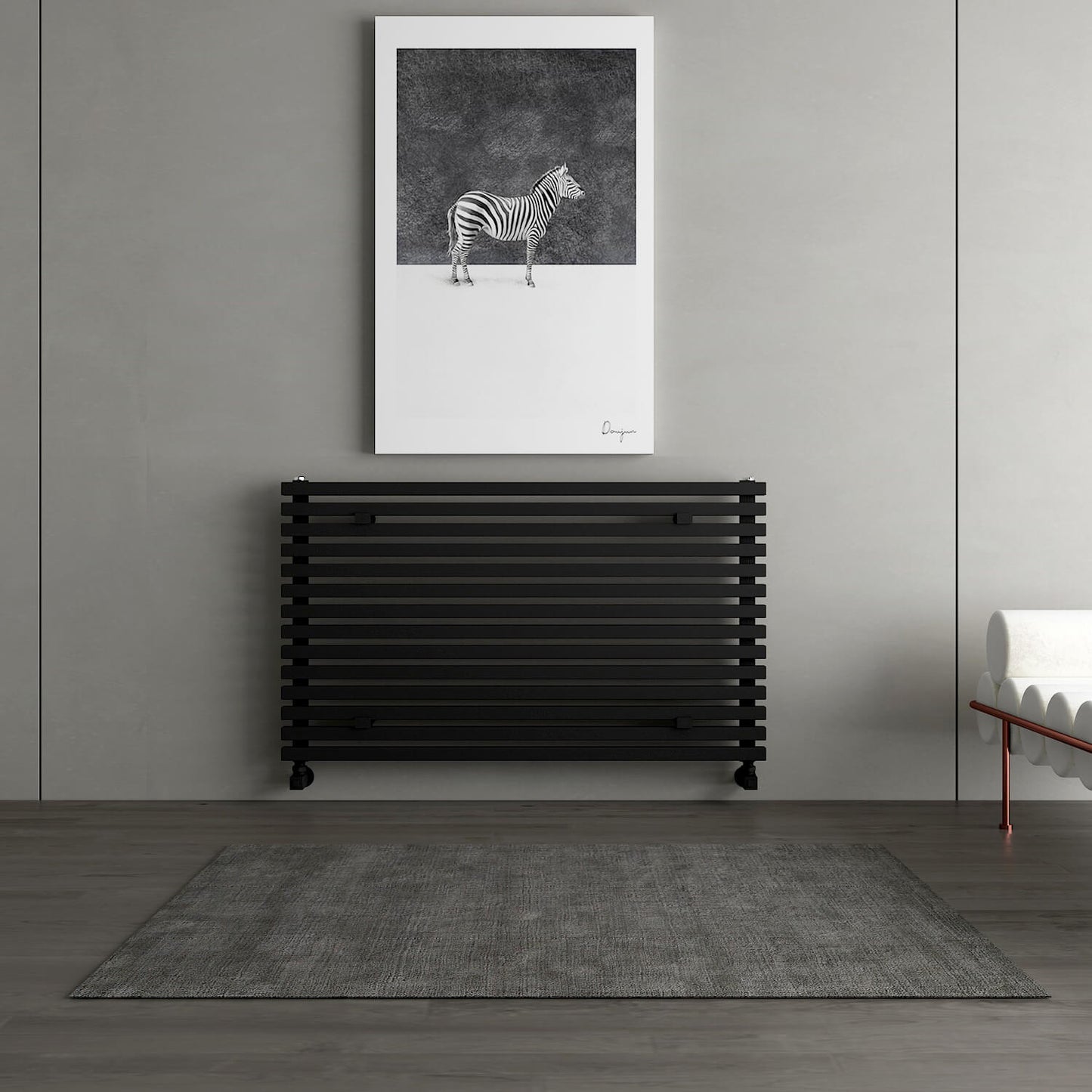 Carisa Sophia Xl Horizontaler Aluminium-Heizkörper, modernes Design, Schwarz