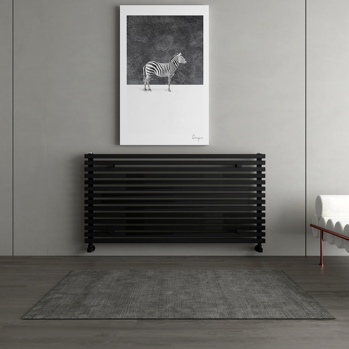 Carisa Sophia Xl Horizontaler Aluminium-Heizkörper, modernes Design, Schwarz