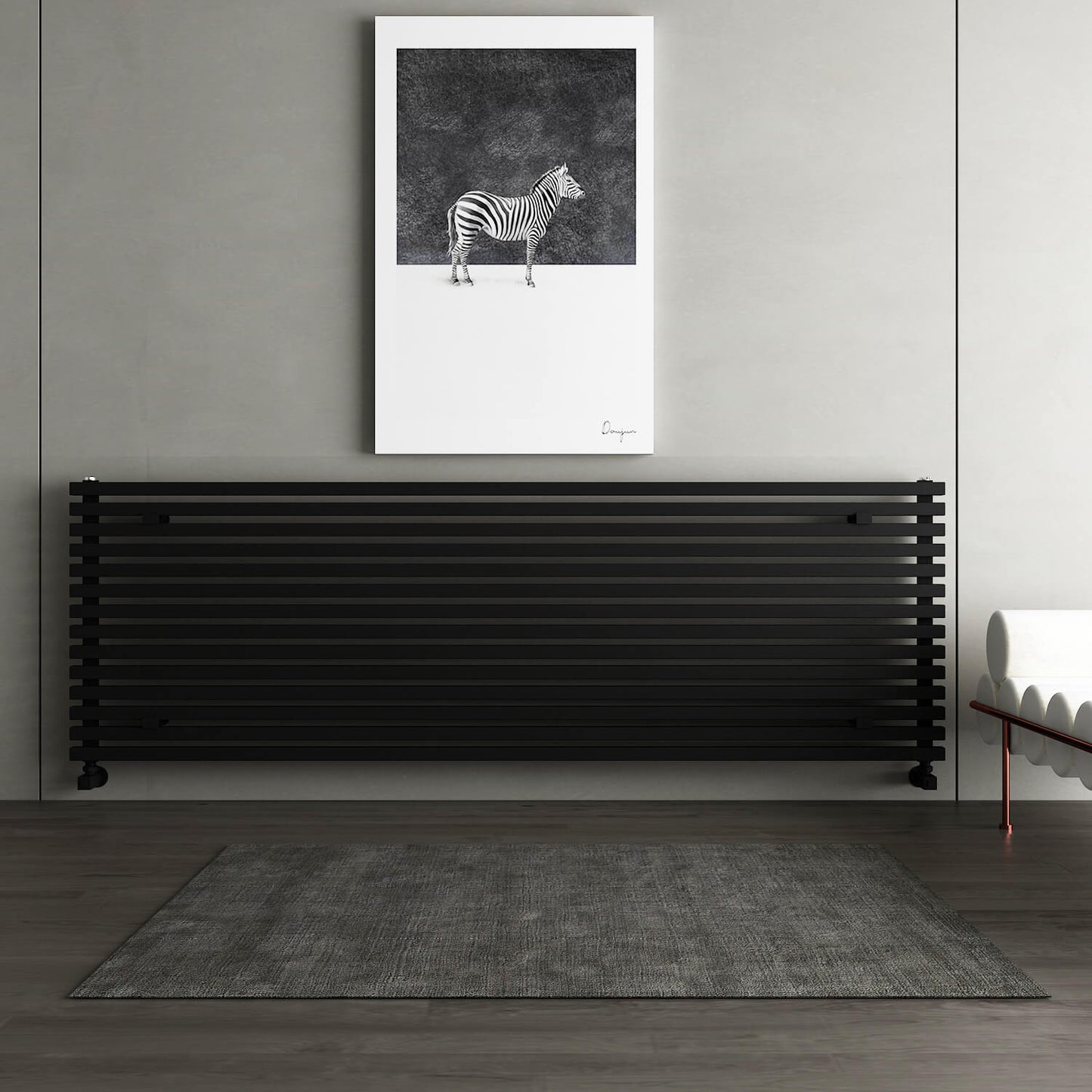 Carisa Sophia Xl Horizontaler Aluminium-Heizkörper, modernes Design, Schwarz
