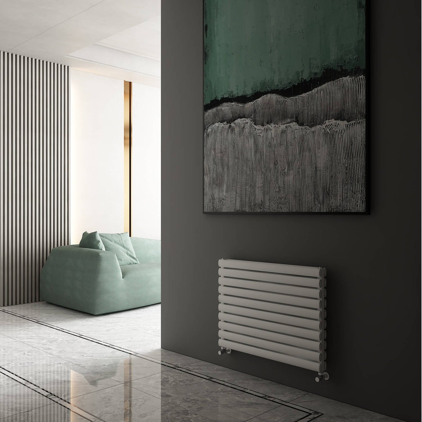 Carisa Tallis XL Horizontaler Aluminium-Heizkörper, modernes Design, Weiß