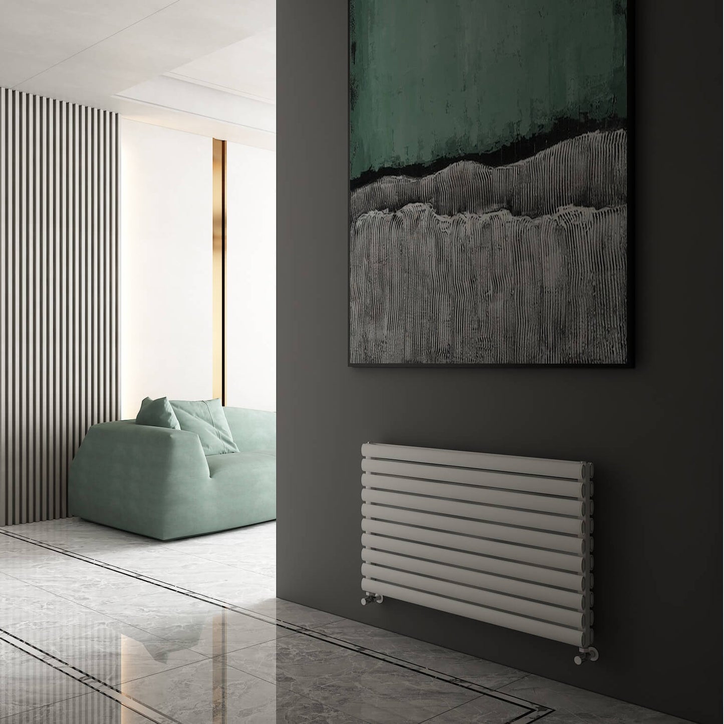 Carisa Tallis XL Horizontaler Aluminium-Heizkörper, modernes Design, Weiß