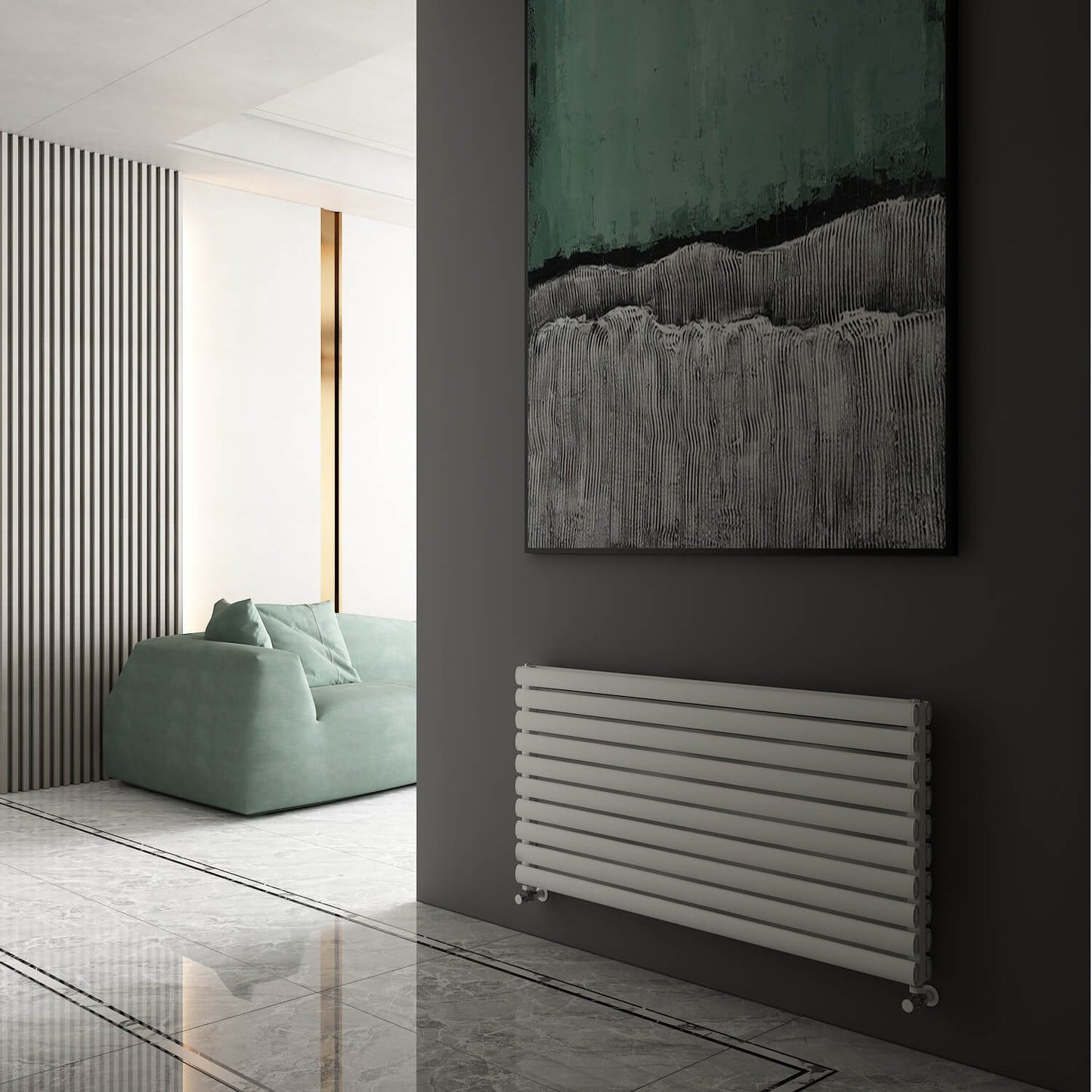 Carisa Tallis XL Horizontaler Aluminium-Heizkörper, modernes Design, Weiß