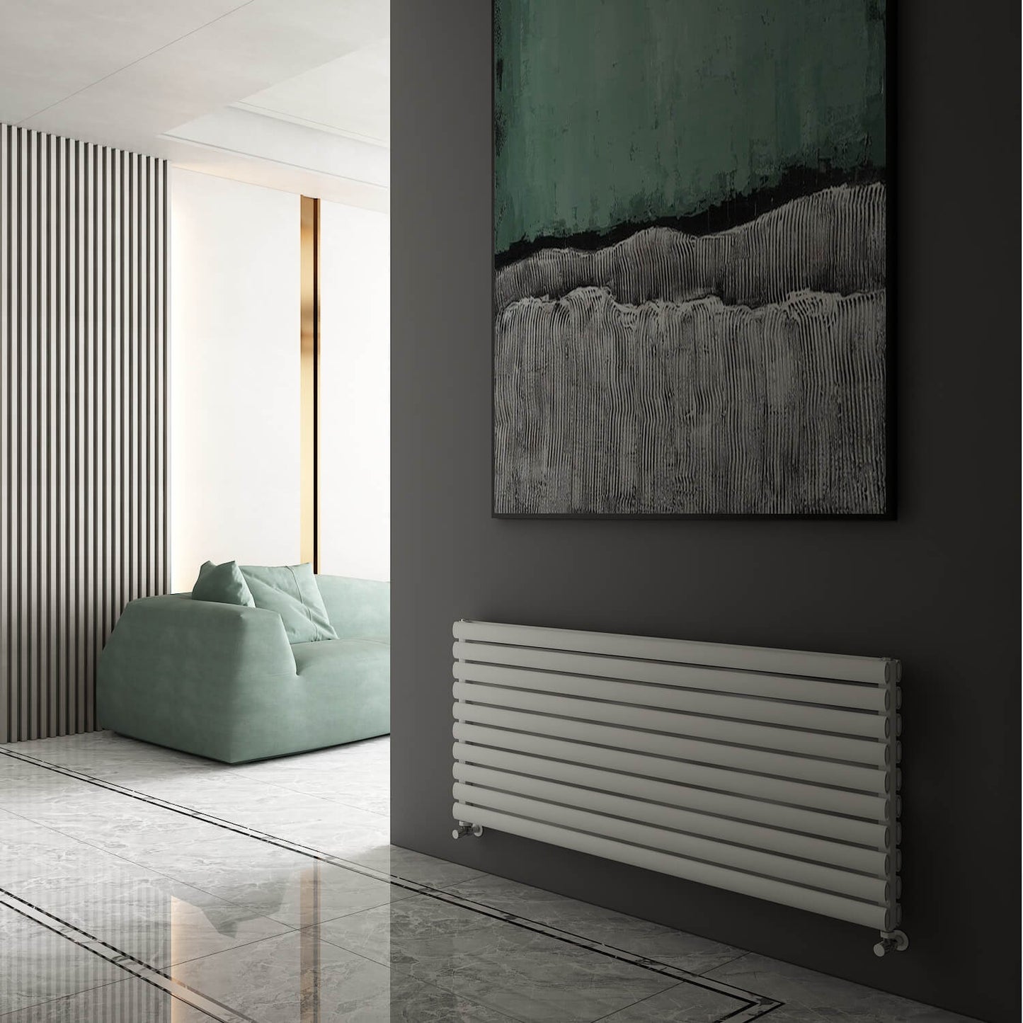 Carisa Tallis XL Horizontaler Aluminium-Heizkörper, modernes Design, Weiß