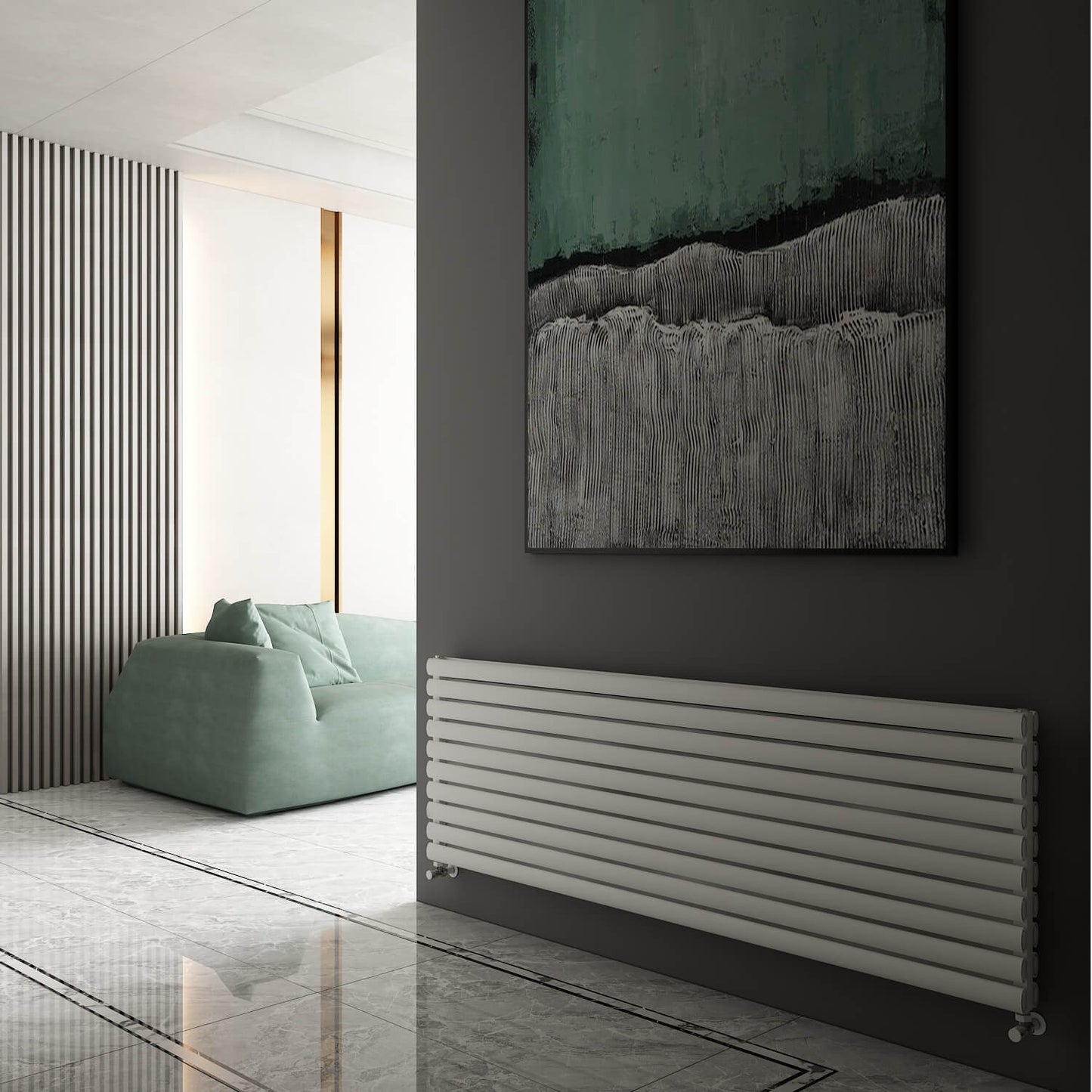 Carisa Tallis XL Horizontaler Aluminium-Heizkörper, modernes Design, Weiß