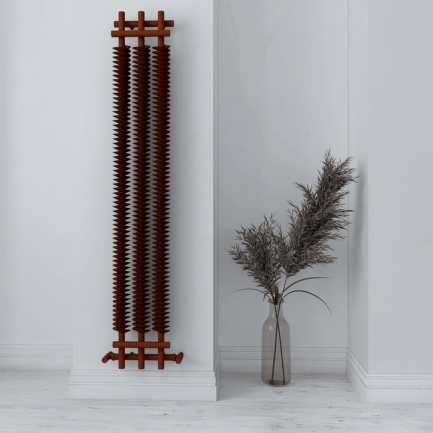 Carisa Dora Vertikaler Stahlheizkörper, modernes Design, mattes Kupfermetallic