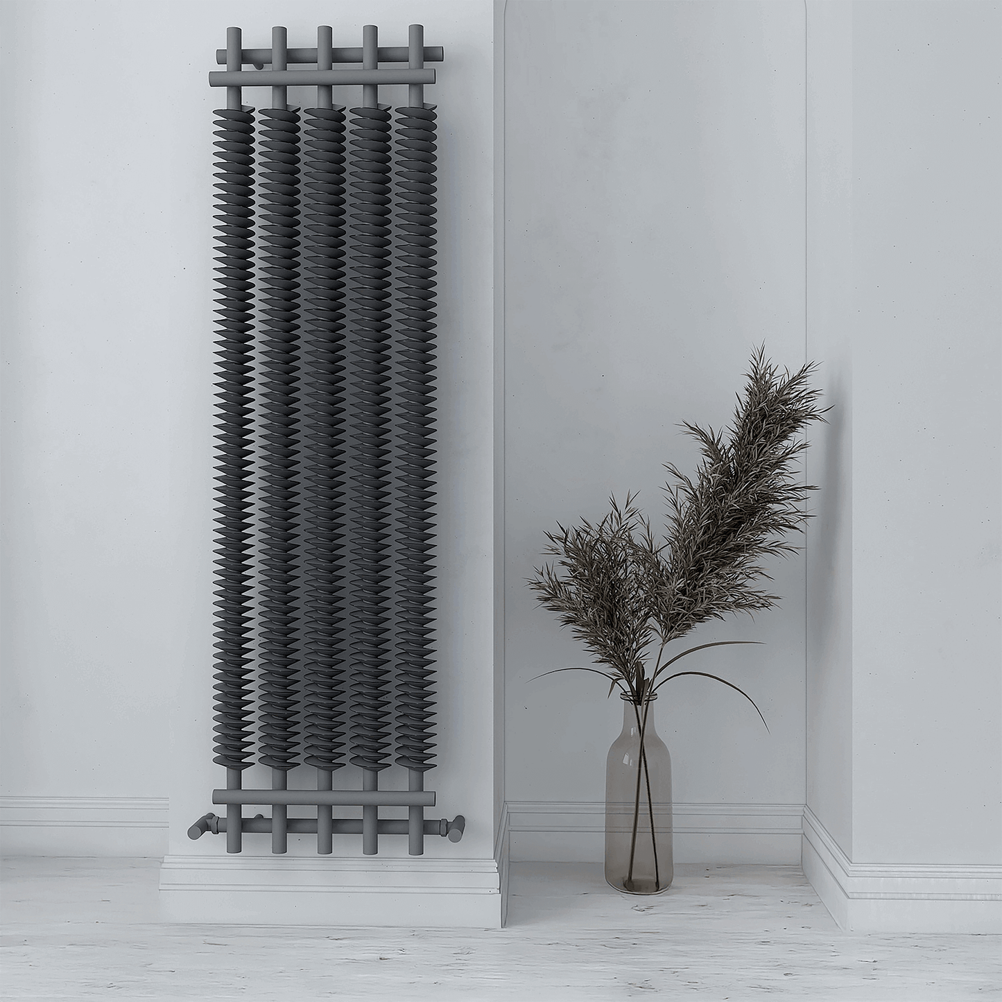 Carisa Dora Vertikaler Stahlheizkörper, modernes Design, hellgrau