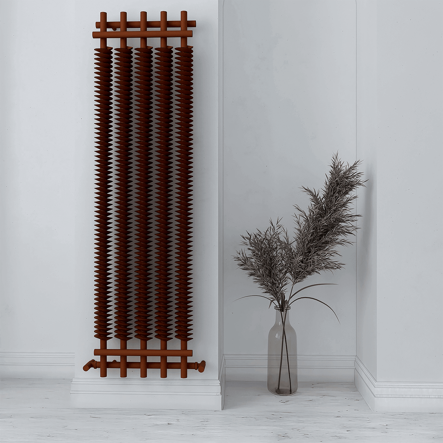 Carisa Dora Vertikaler Stahlheizkörper, modernes Design, mattes Kupfermetallic
