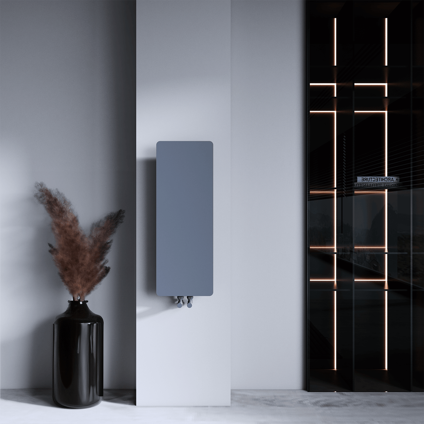 Carisa Croydon Heizkörper, schlankes Design, vertikaler Stahl, modernes Design, hellgrau