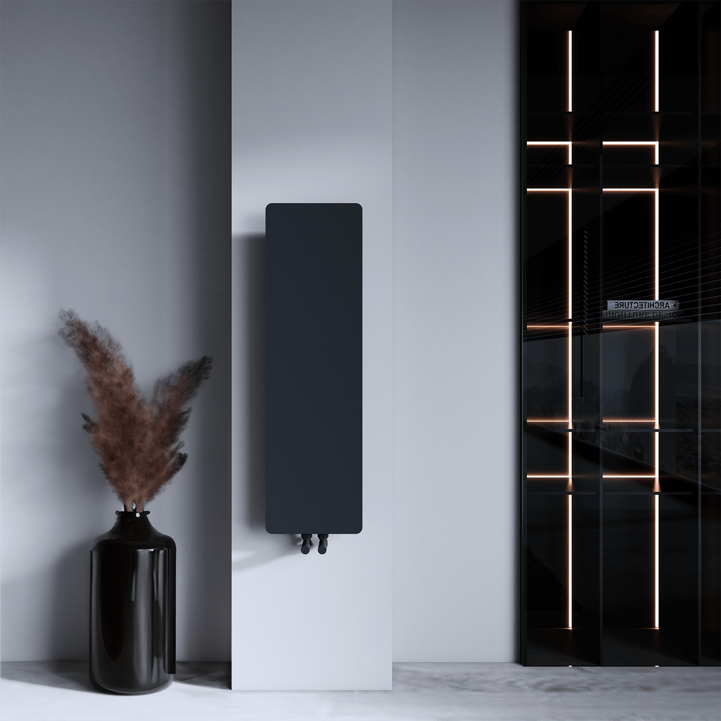 Carisa Croydon Slim Design Vertikaler Stahlheizkörper Modernes Design Schwarz