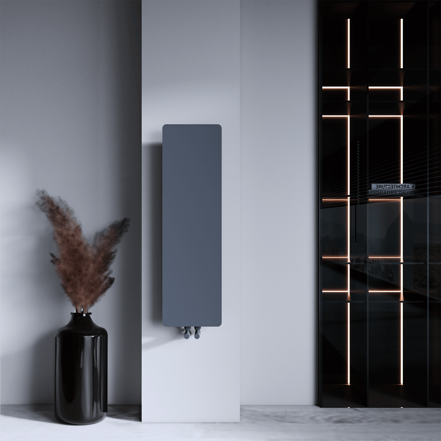 Carisa Croydon Heizkörper, schlankes Design, vertikaler Stahl, modernes Design, dunkelgrau