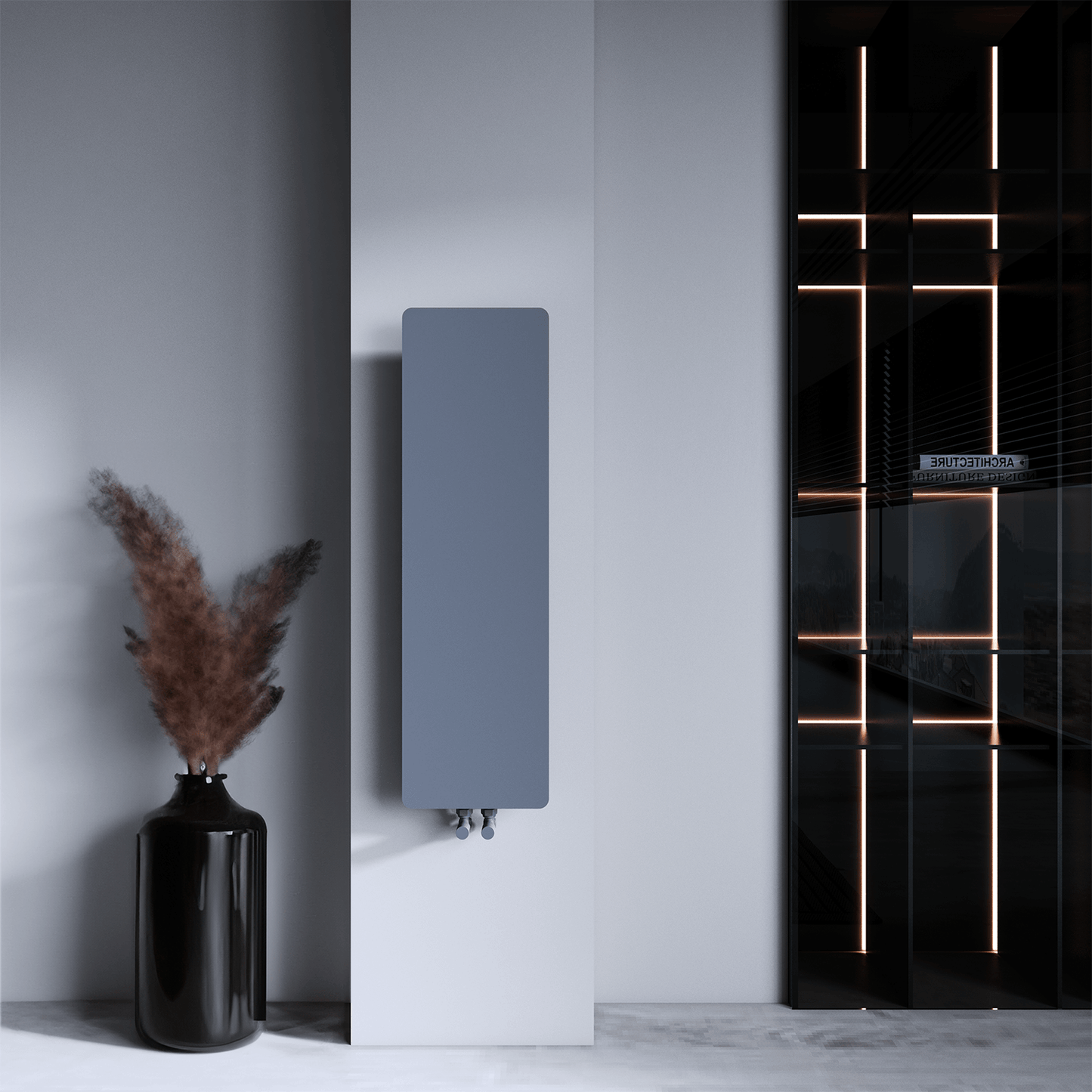 Carisa Croydon Heizkörper, schlankes Design, vertikaler Stahl, modernes Design, hellgrau