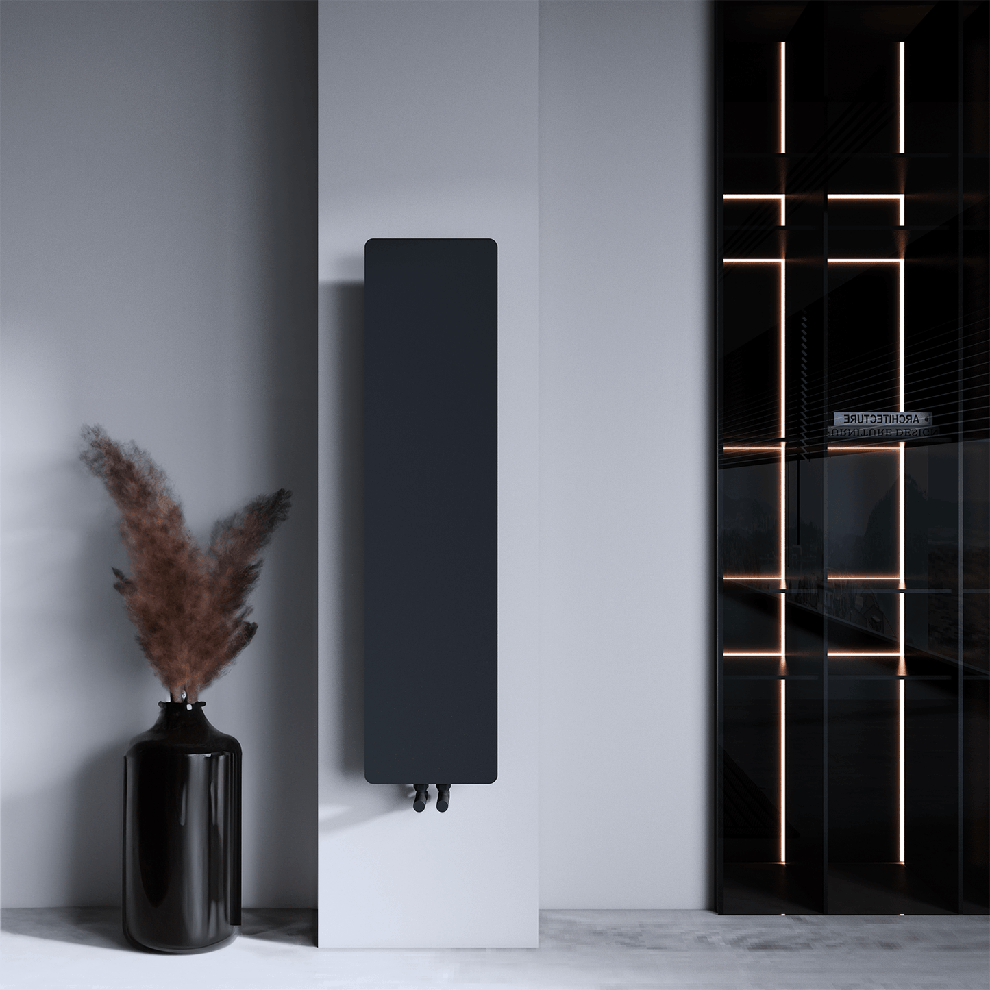 Carisa Croydon Slim Design Vertikaler Stahlheizkörper Modernes Design Schwarz