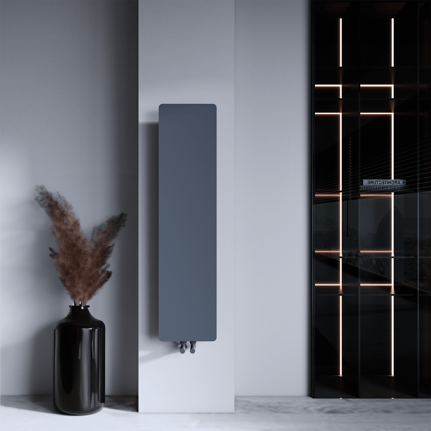 Carisa Croydon Heizkörper, schlankes Design, vertikaler Stahl, modernes Design, dunkelgrau