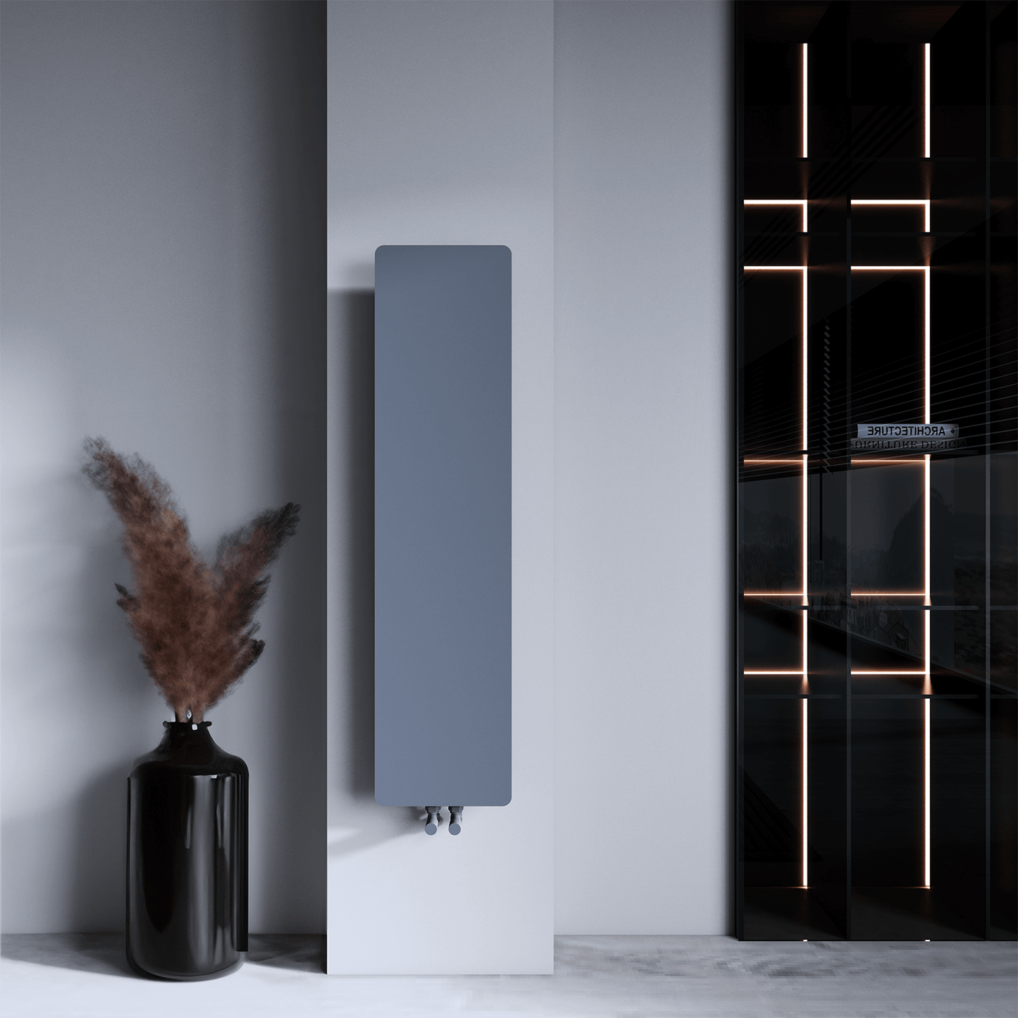 Carisa Croydon Heizkörper, schlankes Design, vertikaler Stahl, modernes Design, hellgrau