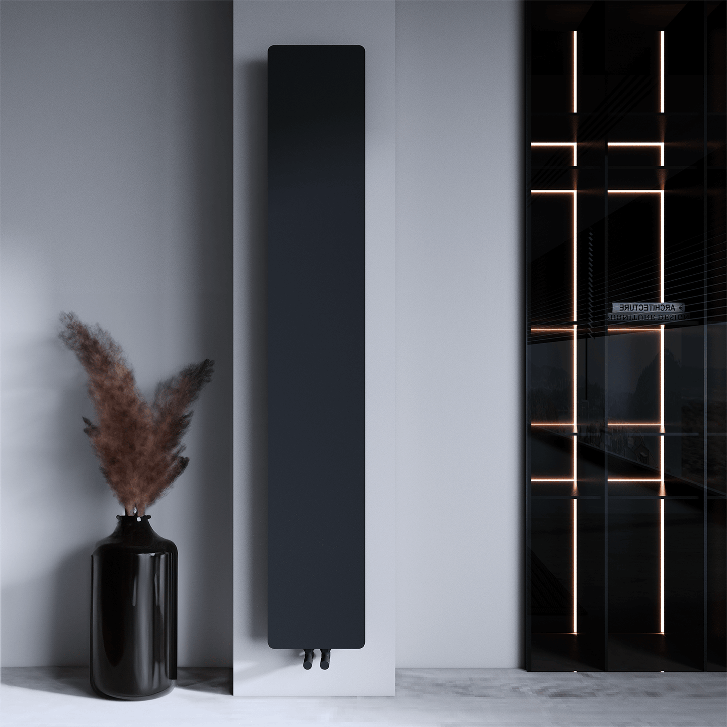 Carisa Croydon Slim Design Vertikaler Stahlheizkörper Modernes Design Schwarz