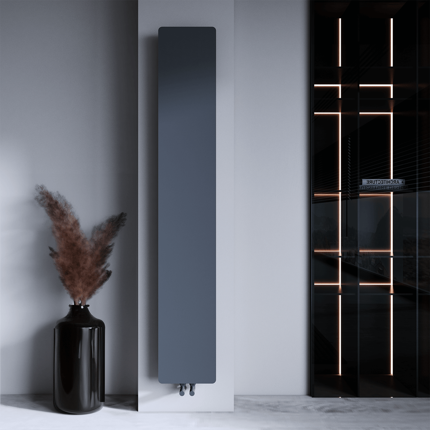 Carisa Croydon Heizkörper, schlankes Design, vertikaler Stahl, modernes Design, dunkelgrau