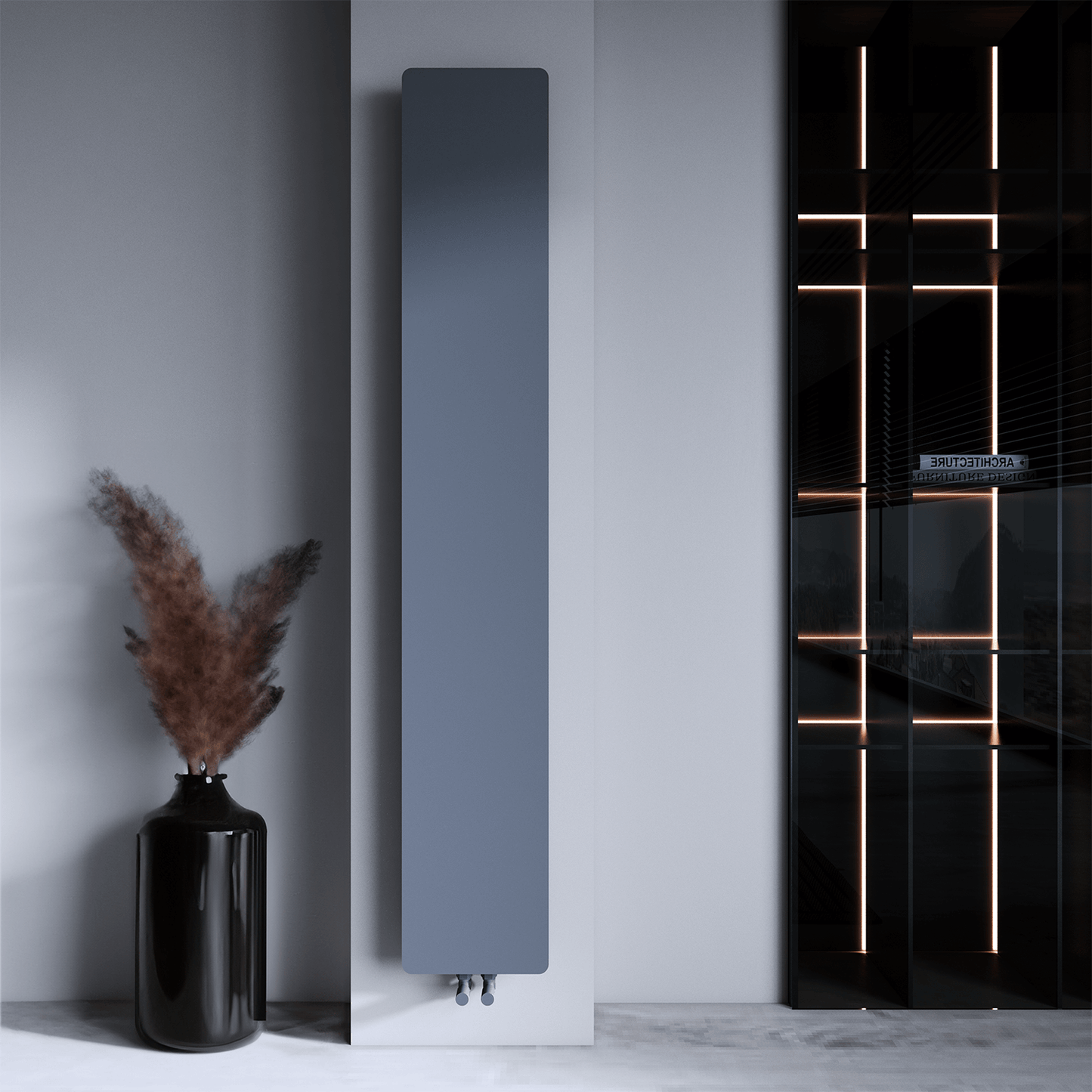 Carisa Croydon Heizkörper, schlankes Design, vertikaler Stahl, modernes Design, hellgrau