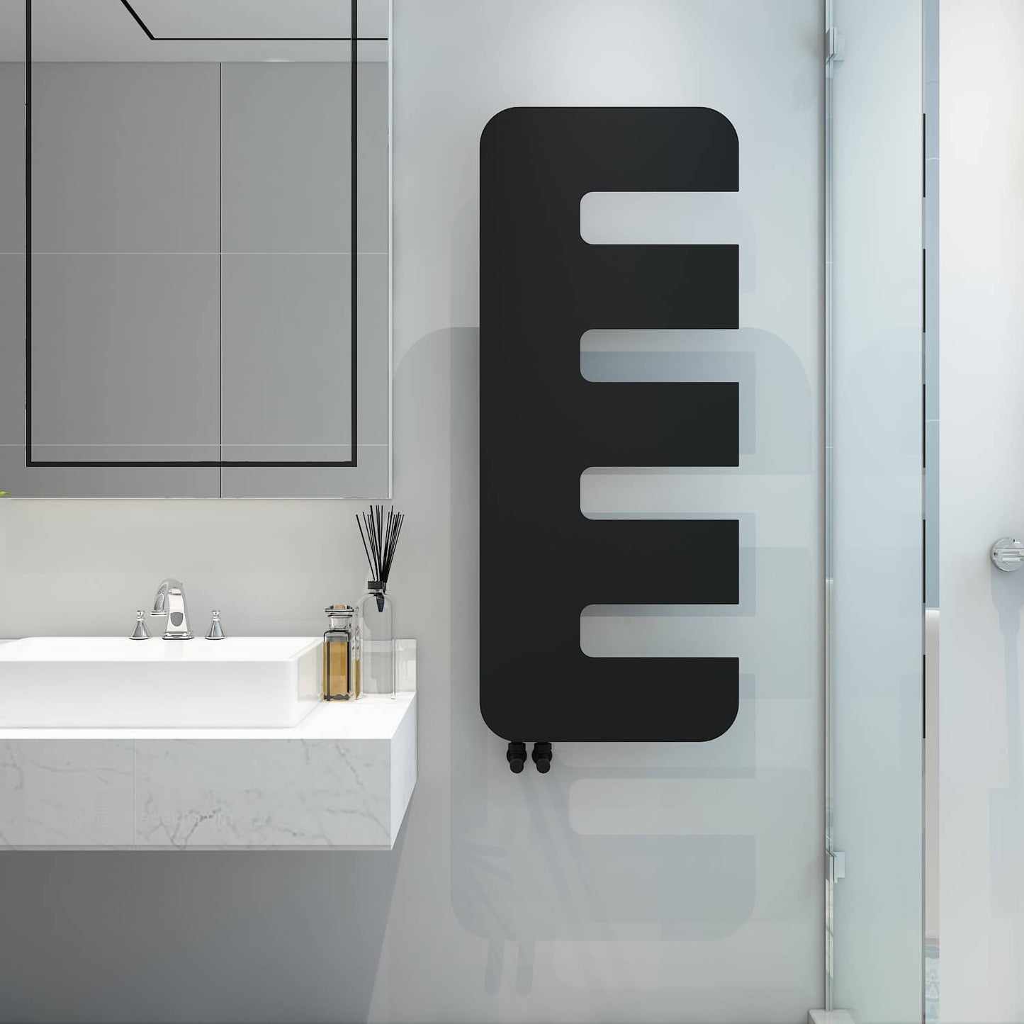 Carisa Rex Heizkörper, schlankes Design aus vertikalem Stahl, modernes Design, Schwarz