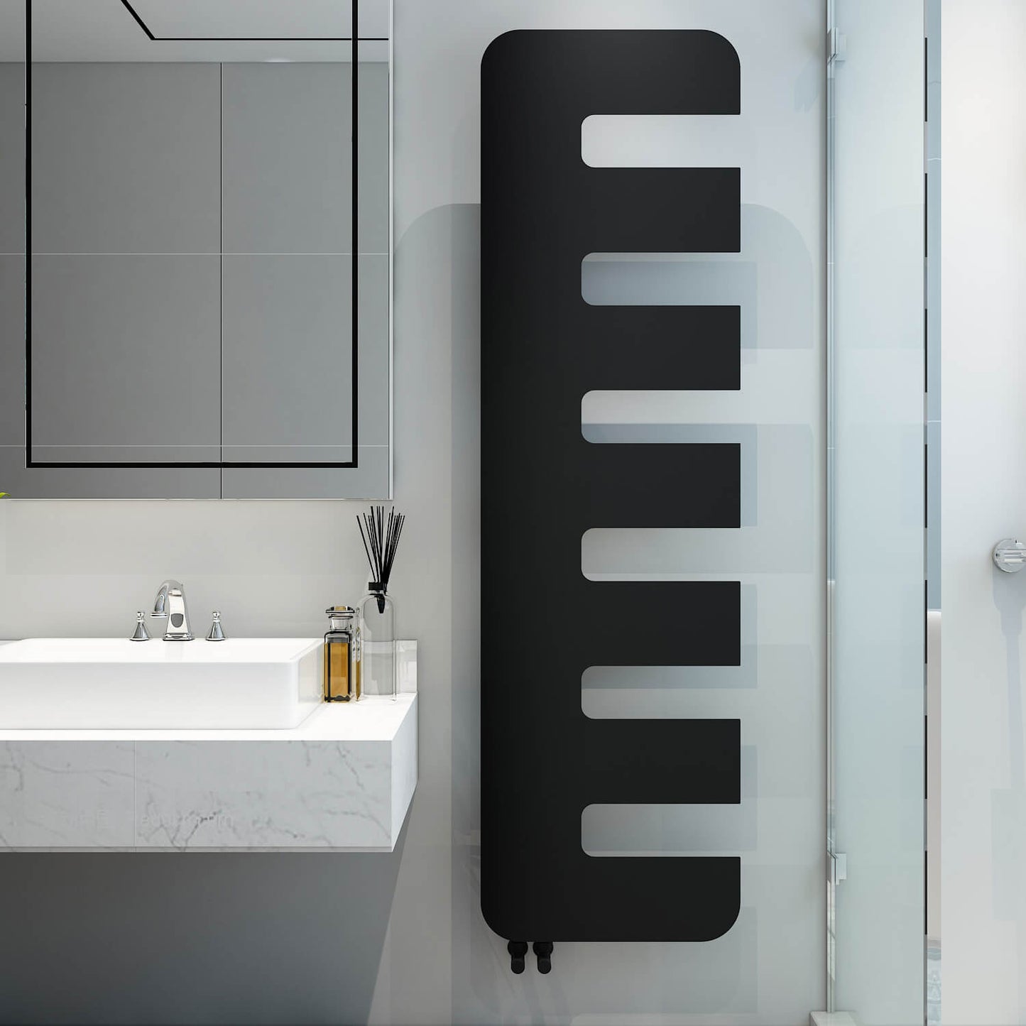 Carisa Rex Heizkörper, schlankes Design aus vertikalem Stahl, modernes Design, Schwarz