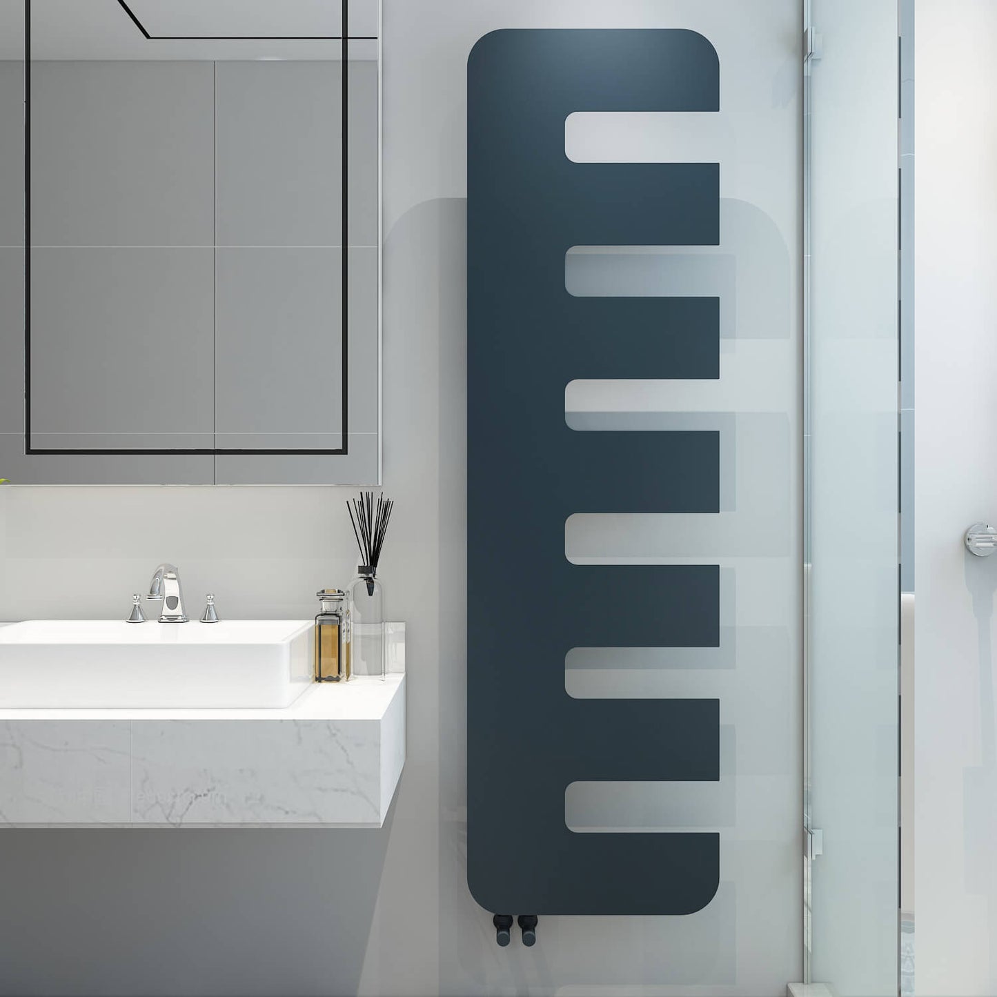 Carisa Rex Heizkörper, schlankes Design, vertikal, Stahl, modernes Design, Anthrazit