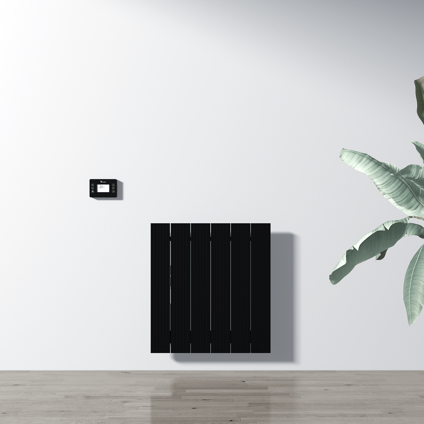 Carisa Boreas M Horizontaler elektrischer Heizkörper, modernes Design, Schwarz