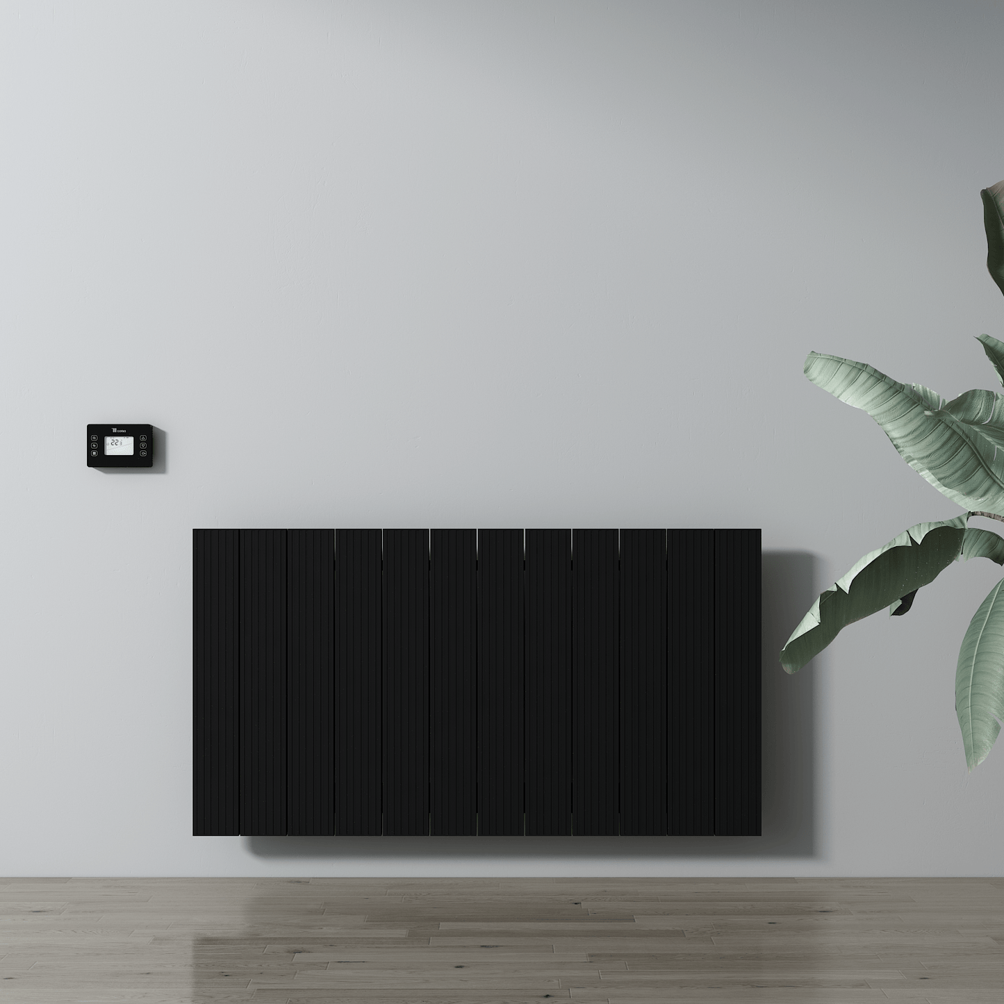 Carisa Boreas M Horizontaler elektrischer Heizkörper, modernes Design, Schwarz