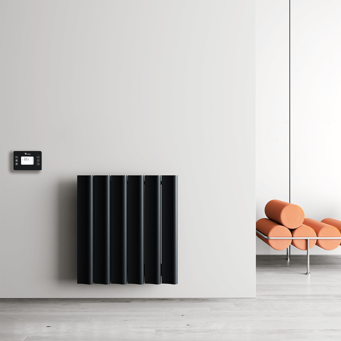 Carisa Boreas S Horizontaler elektrischer Heizkörper, modernes Design, Schwarz