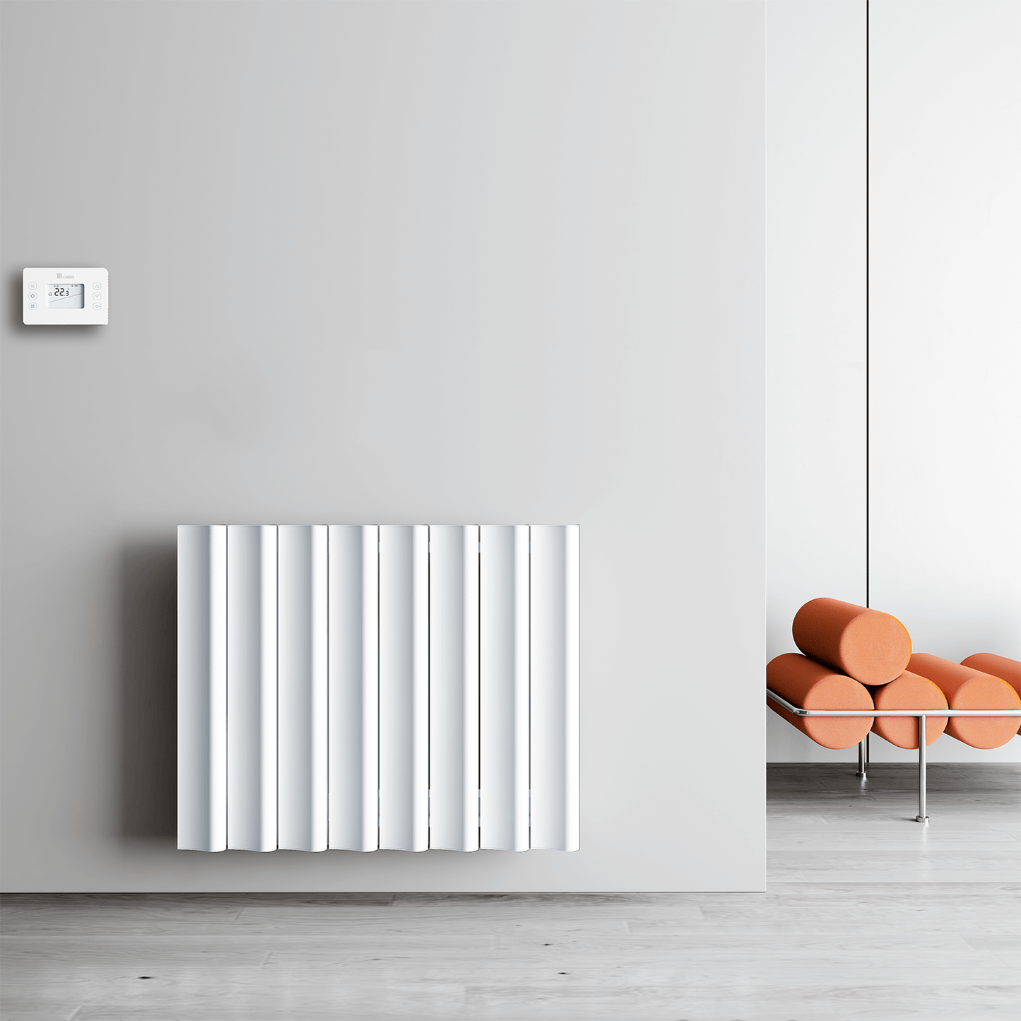 Carisa Boreas S Horizontaler elektrischer Heizkörper, modernes Design, Weiß
