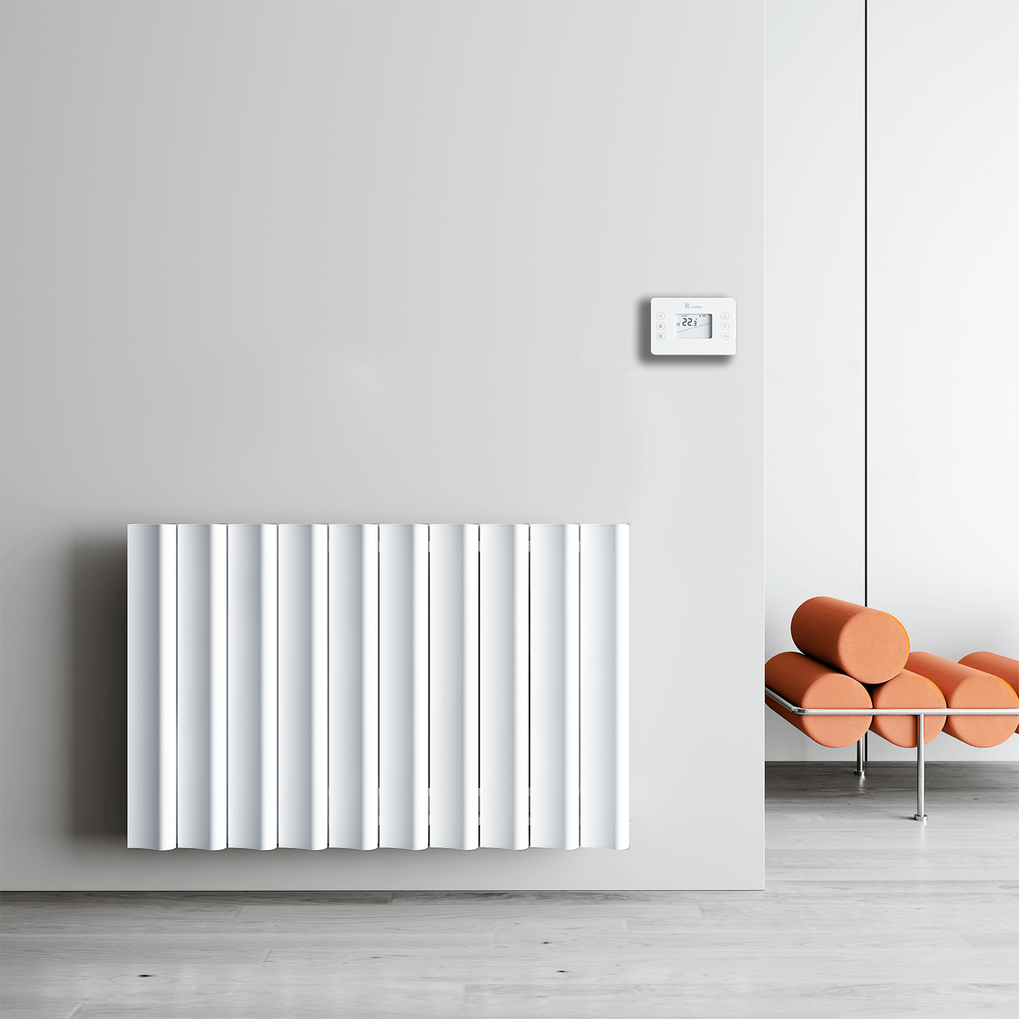 Carisa Boreas S Horizontaler elektrischer Heizkörper, modernes Design, Weiß
