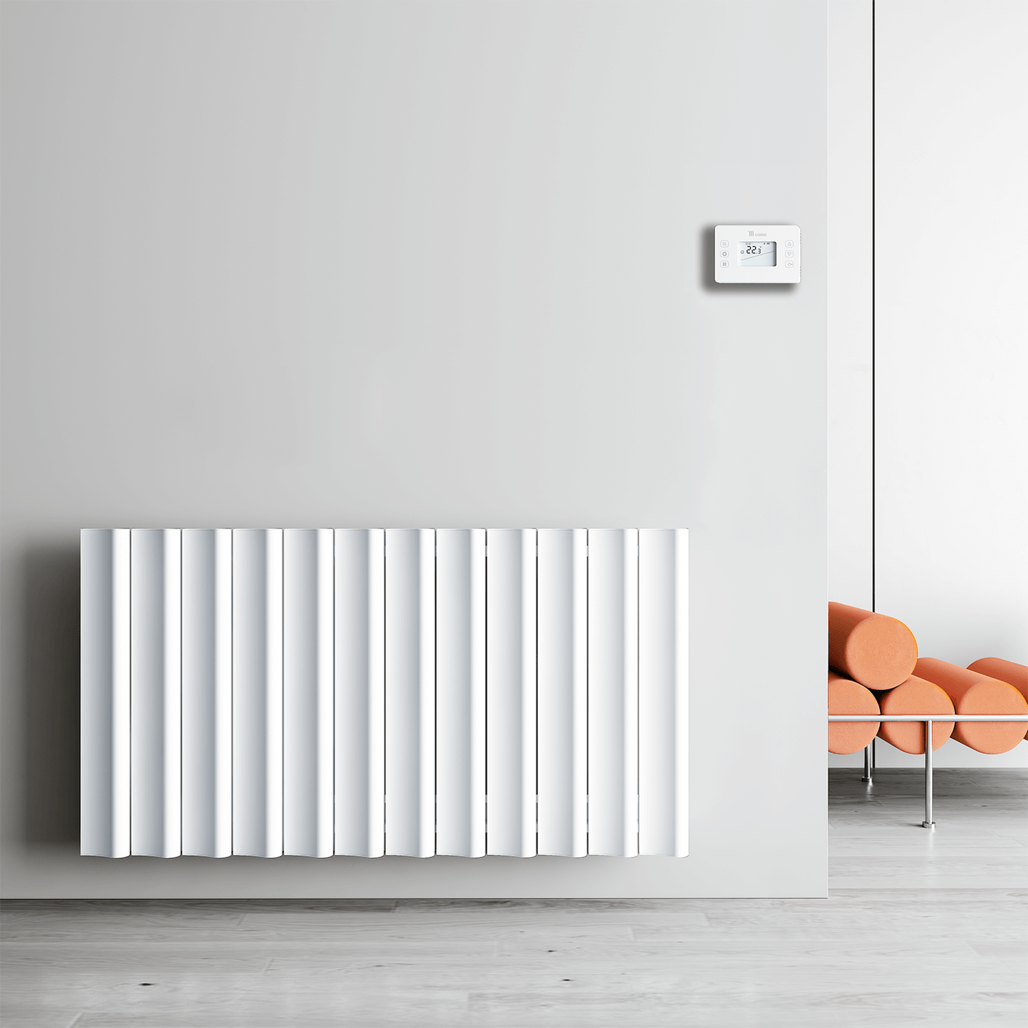 Carisa Boreas S Horizontaler elektrischer Heizkörper, modernes Design, Weiß