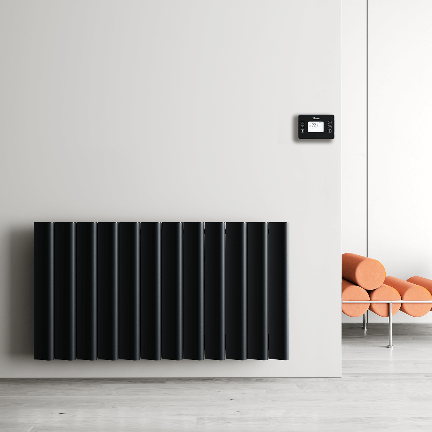Carisa Boreas S Horizontaler elektrischer Heizkörper, modernes Design, Schwarz