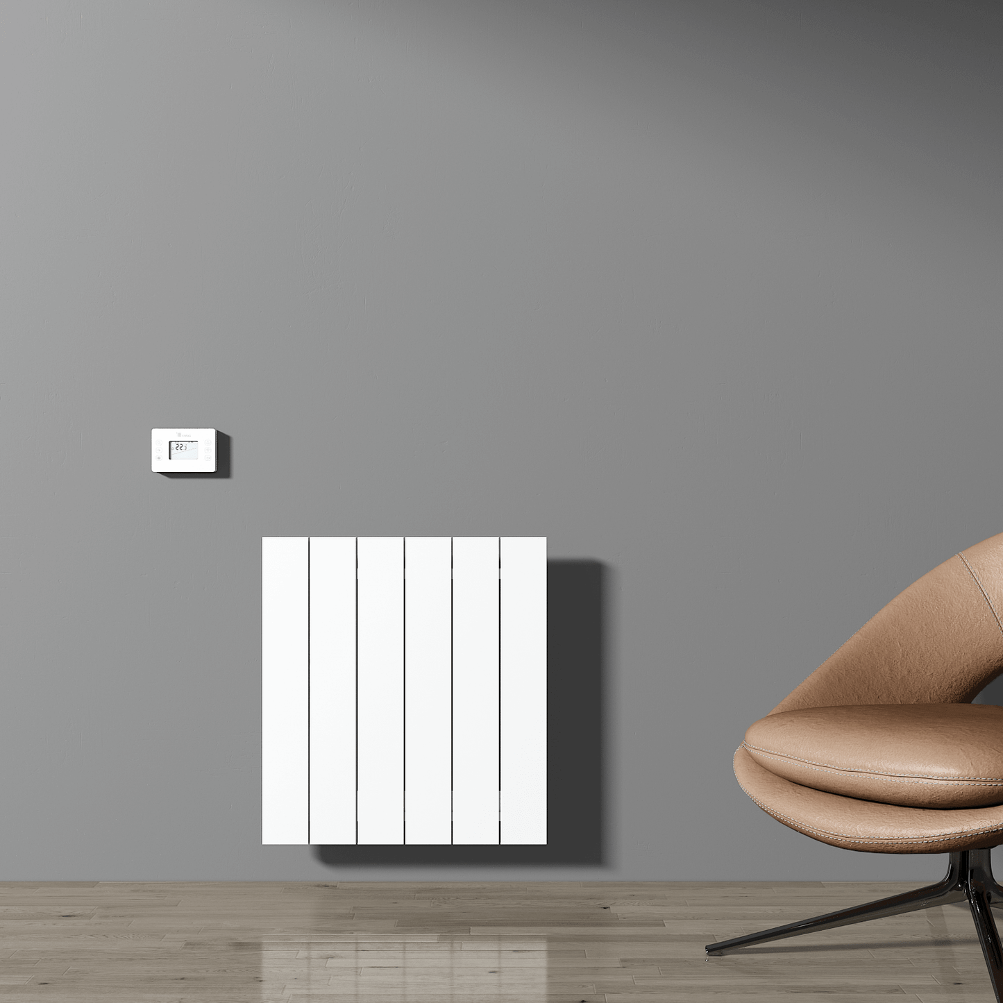 Carisa Boreas N Horizontaler elektrischer Heizkörper, modernes Design, Weiß
