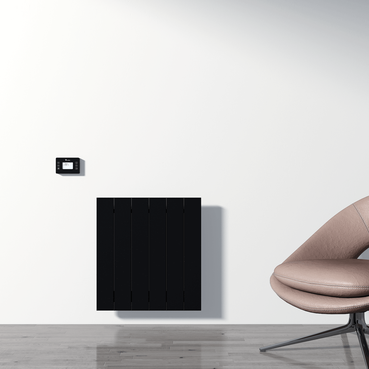 Carisa Boreas N Horizontaler elektrischer Heizkörper, modernes Design, Schwarz