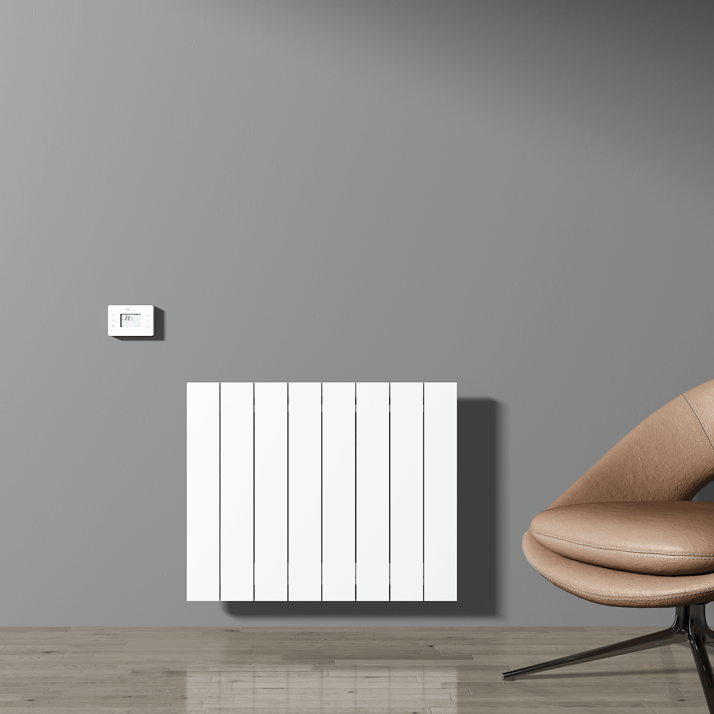 Carisa Boreas N Horizontaler elektrischer Heizkörper, modernes Design, Weiß
